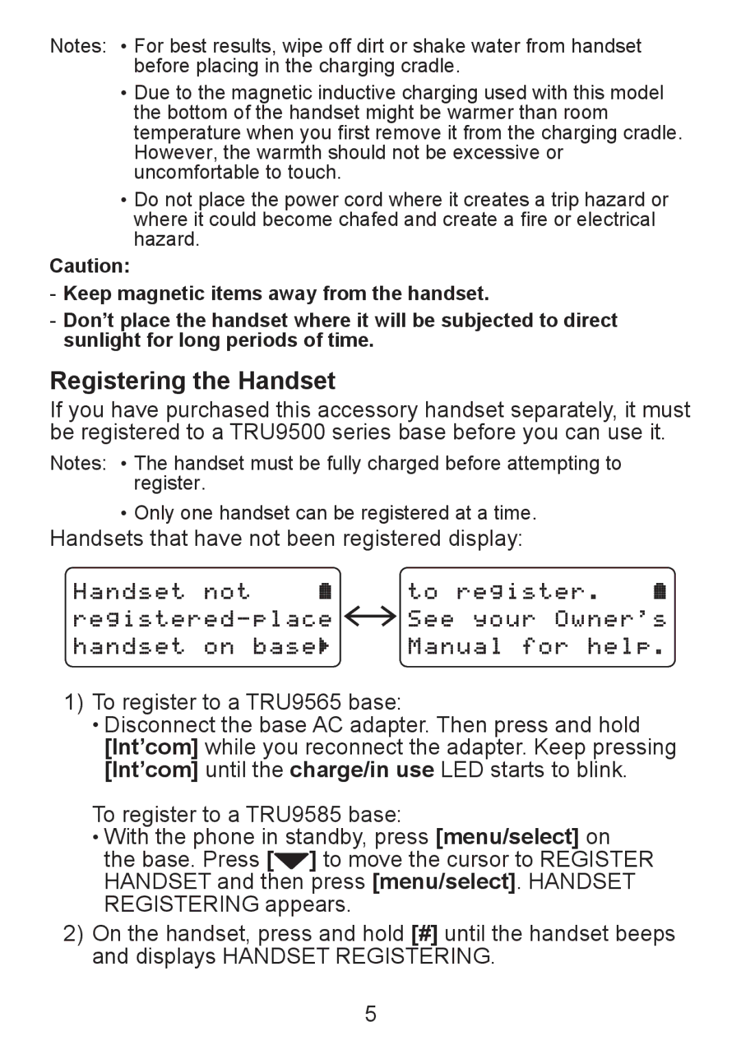 Uniden TWX955 manual Registering the Handset 