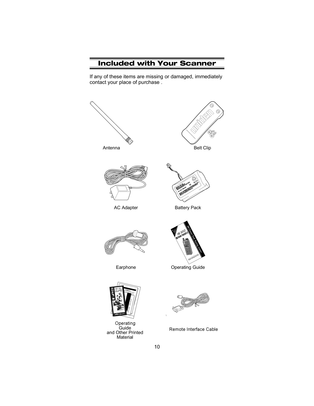 Uniden UBC 245XLT manual Included with Your Scanner, AC Adapter Earphone 