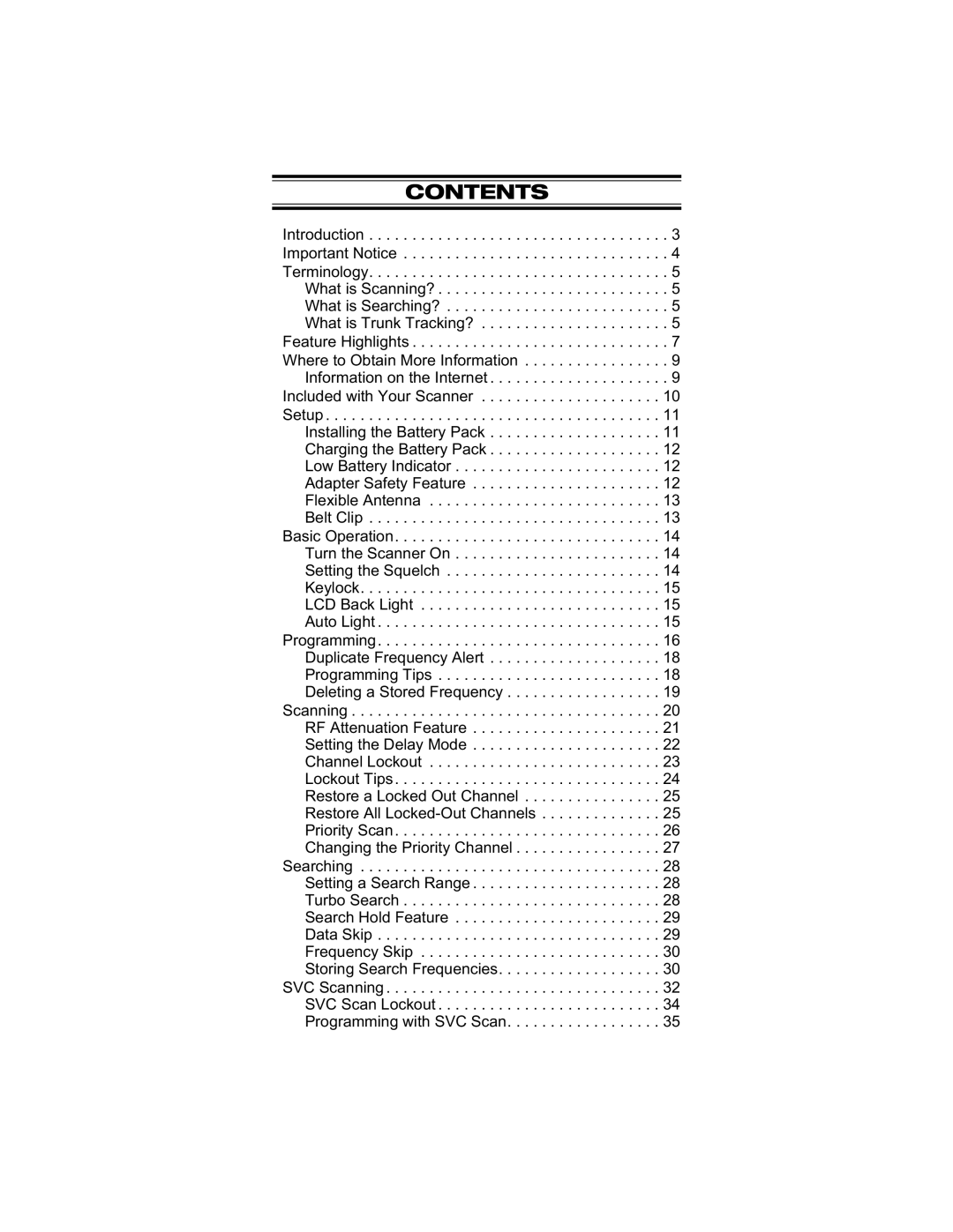 Uniden UBC 245XLT manual Contents 