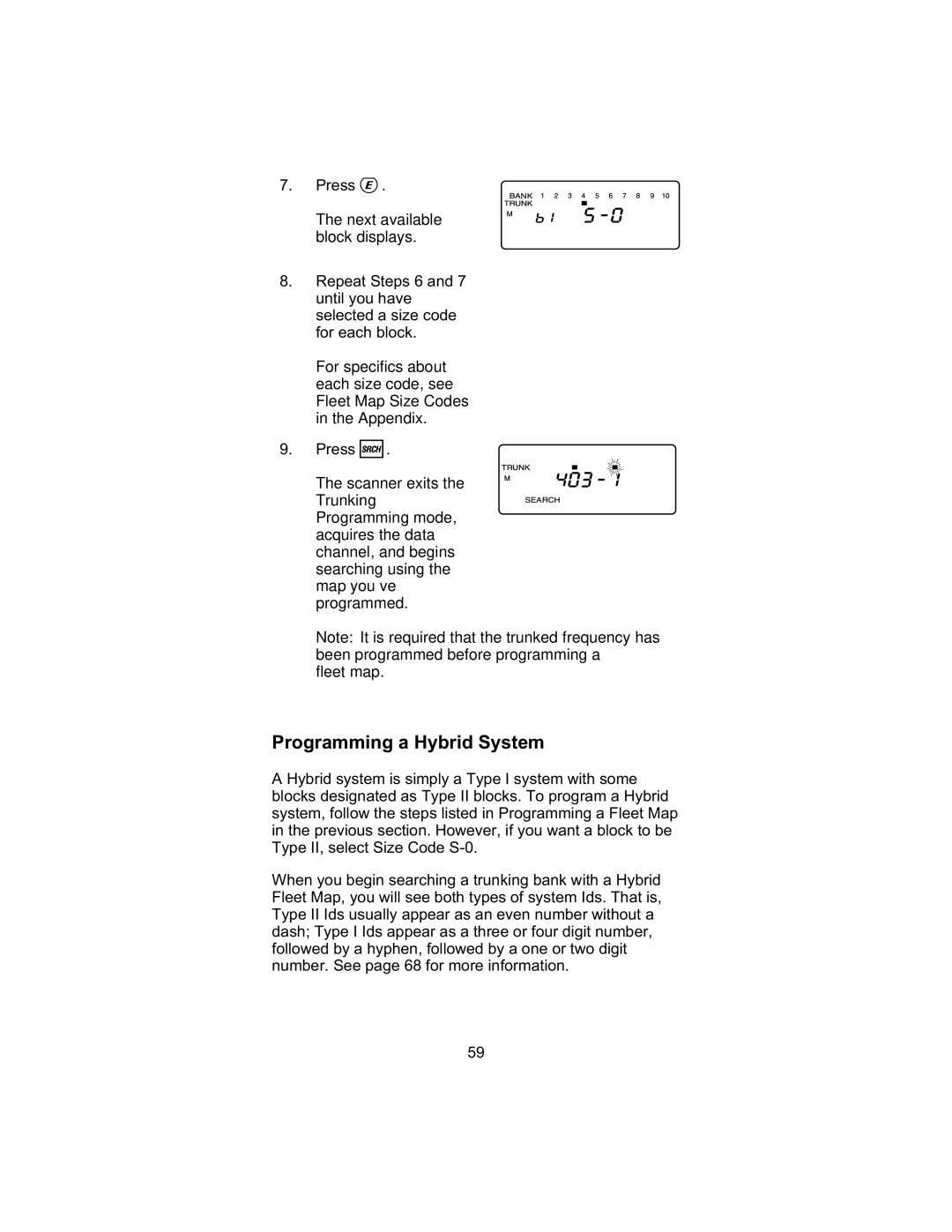 Uniden UBC 245XLT manual Programming a Hybrid System 