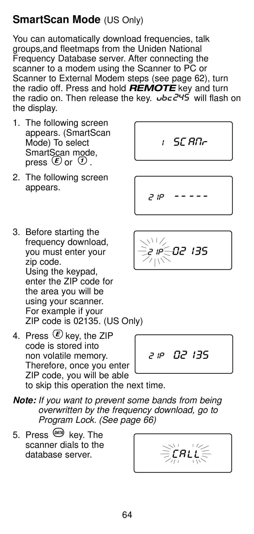 Uniden UBC 245XLT manual SmartScan Mode US Only 