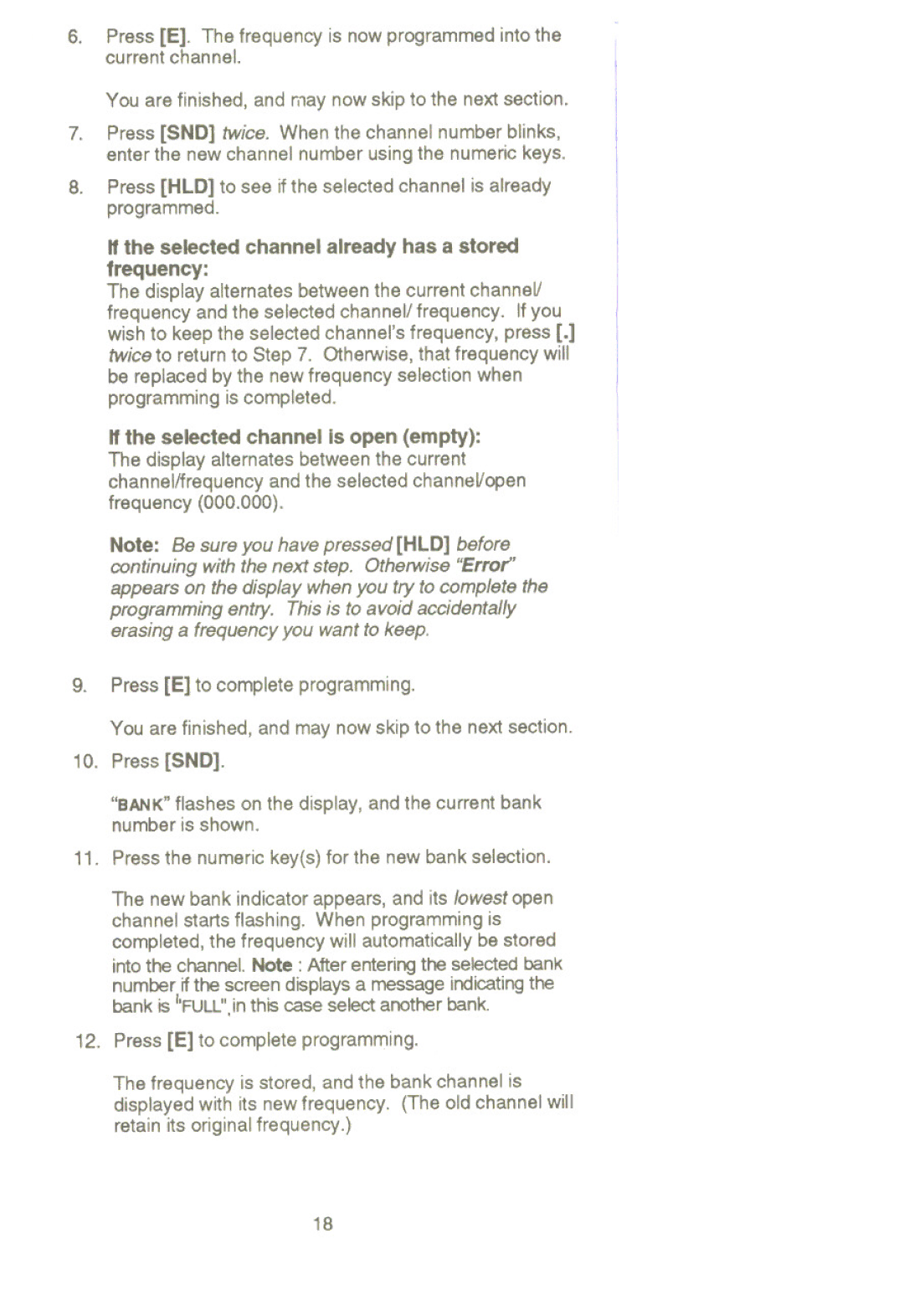 Uniden UBC 2500XLT manual If the selected channel already has a stored Frequency 