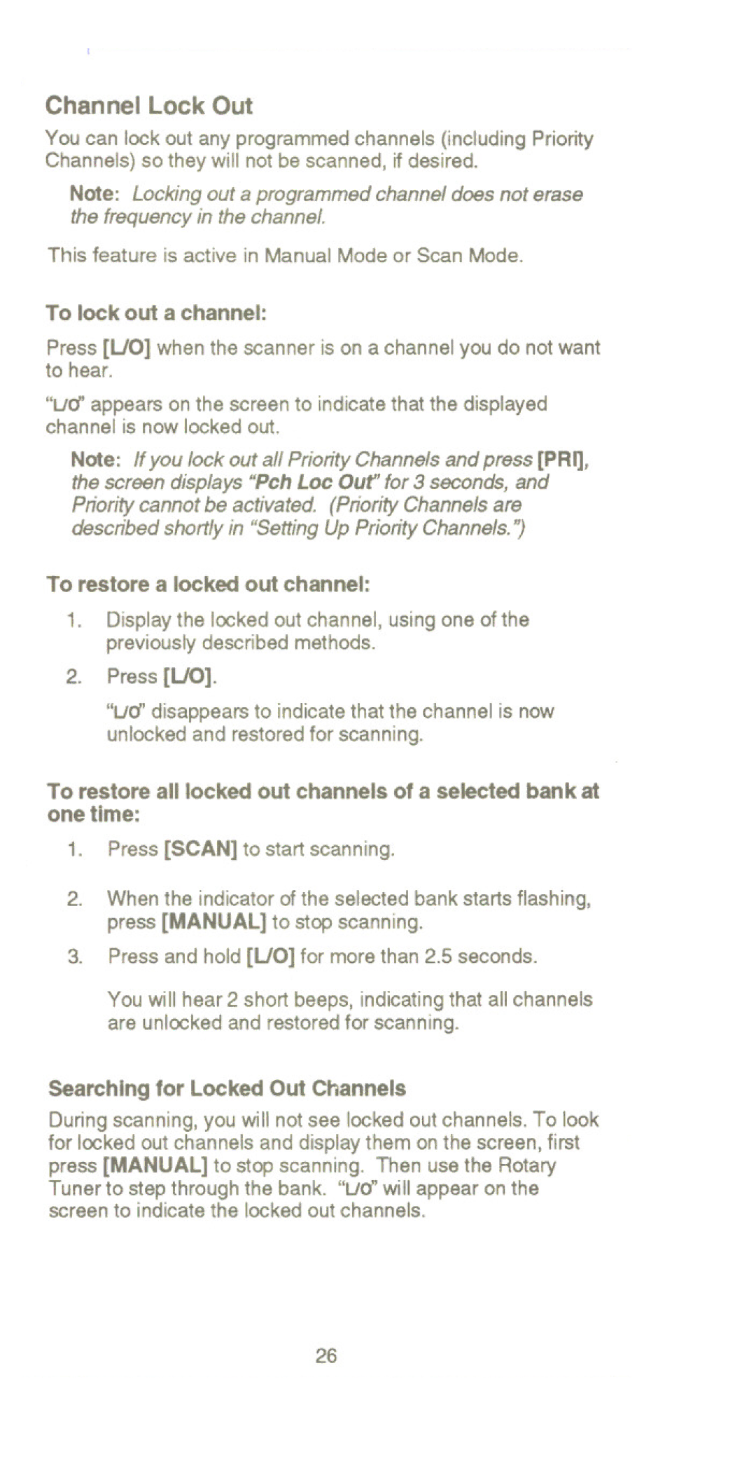 Uniden UBC 2500XLT manual This feature is active in Manual Mode or Scan Mode, Press Scan to start scanning 