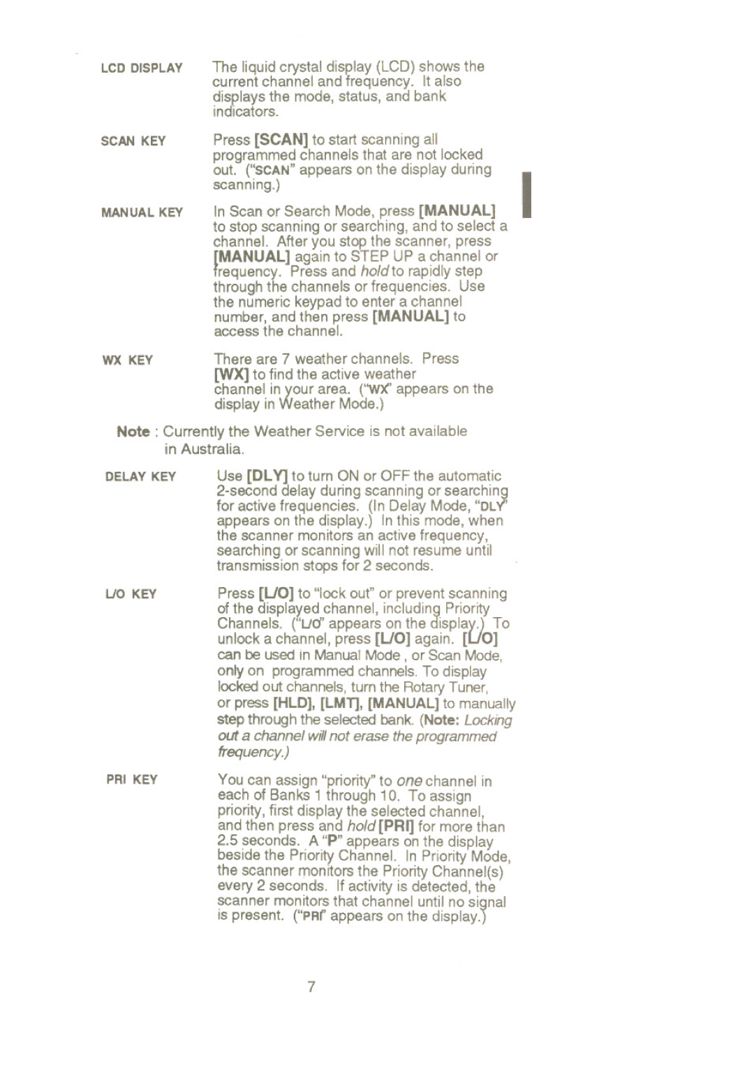 Uniden UBC 2500XLT manual Scan KEY 