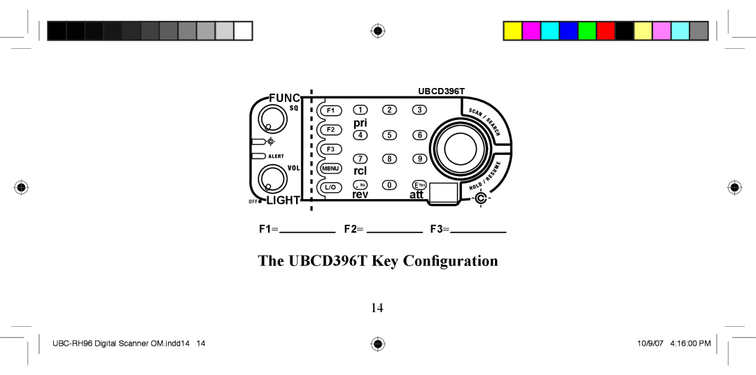 Uniden UBC-RH96 manual UBCD396T Key Conﬁguration 