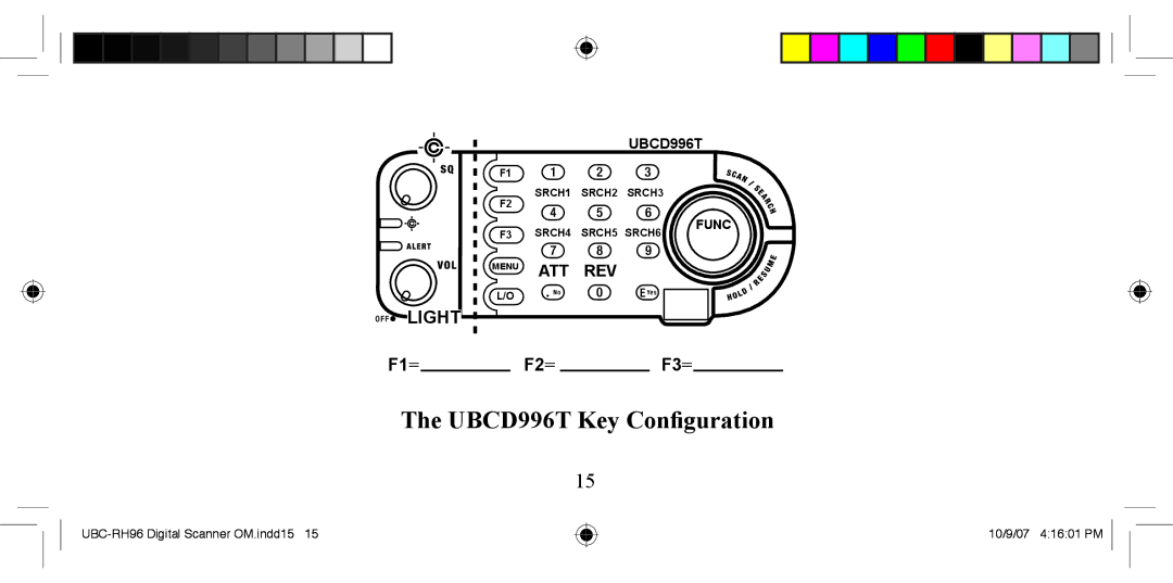 Uniden UBC-RH96 manual UBCD996T Key Conﬁguration 