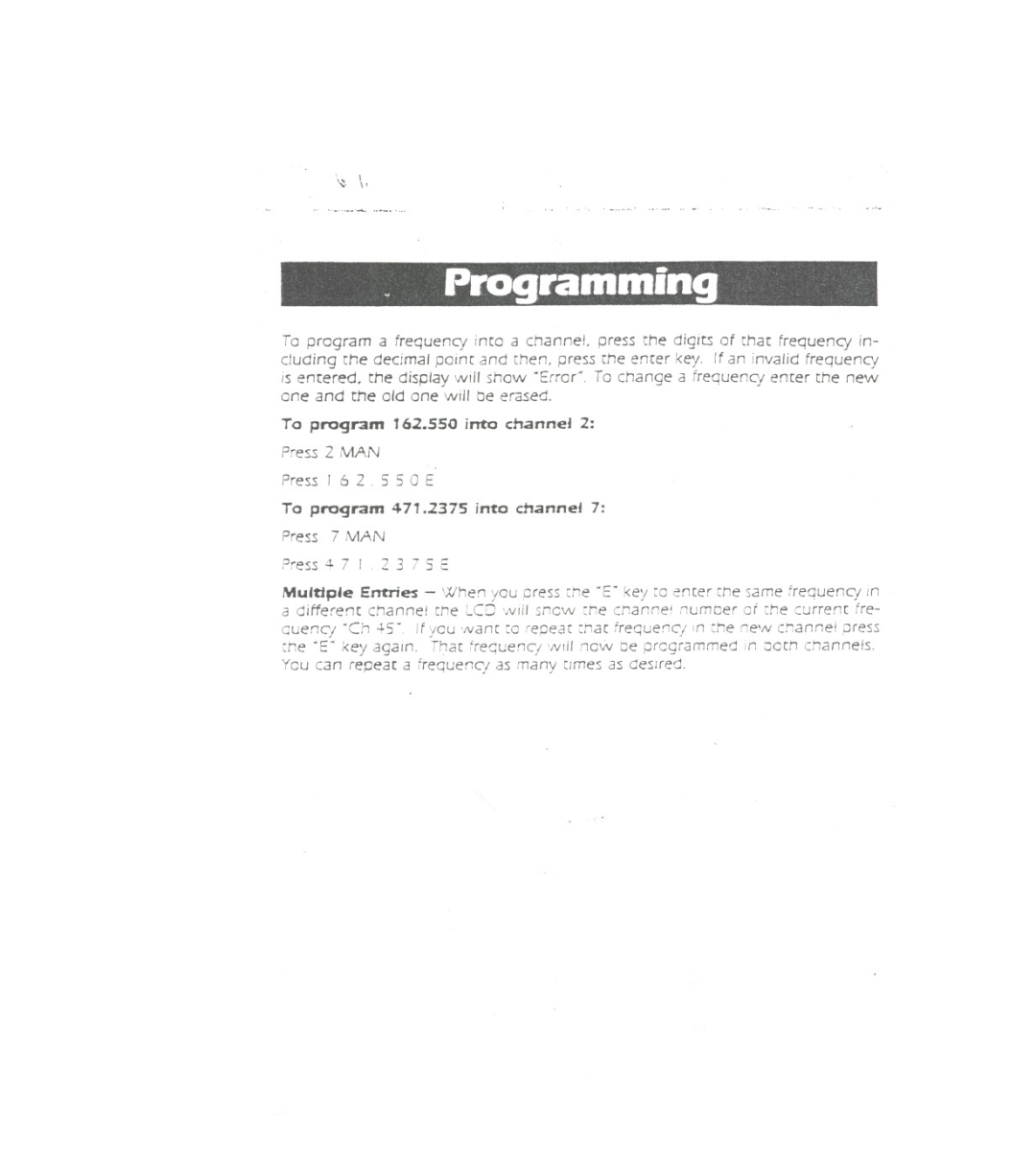 Uniden UBC100XLT manual Plggr@mmri9, Press 1 62.550 E To program 471.2375 into channef, Press 7 MAN 