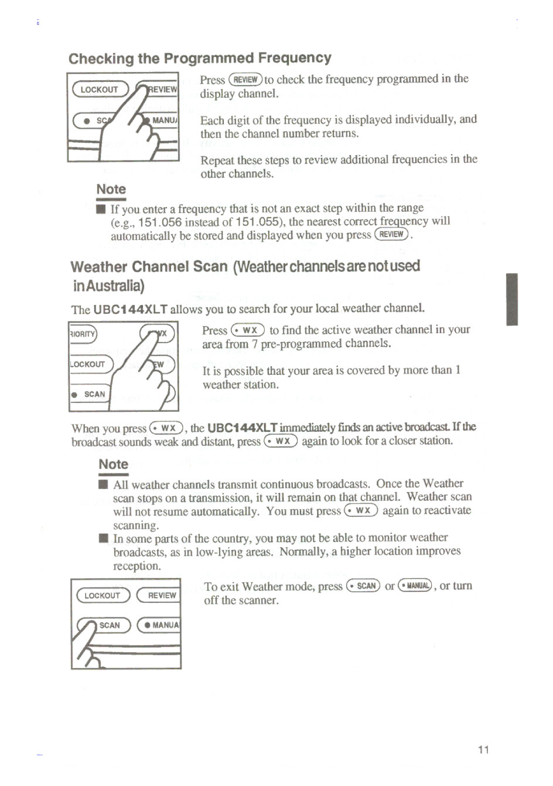 Uniden UBC144XLT manual Checking the Programmed Frequency, If youentera frequencythatis notan exactstepwithintherange 