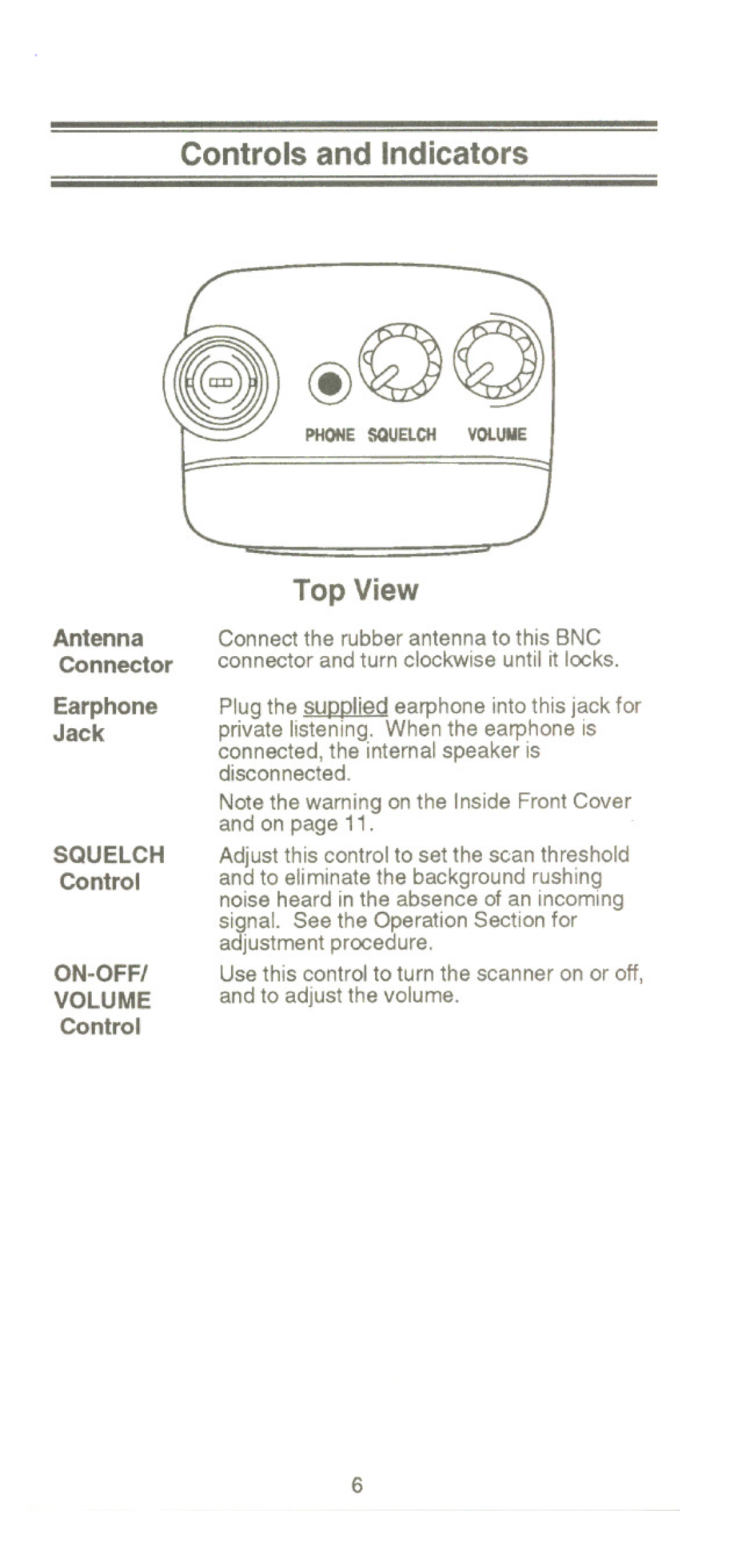 Uniden UBC220XLT manual Controls and Indicators, Volume Control 