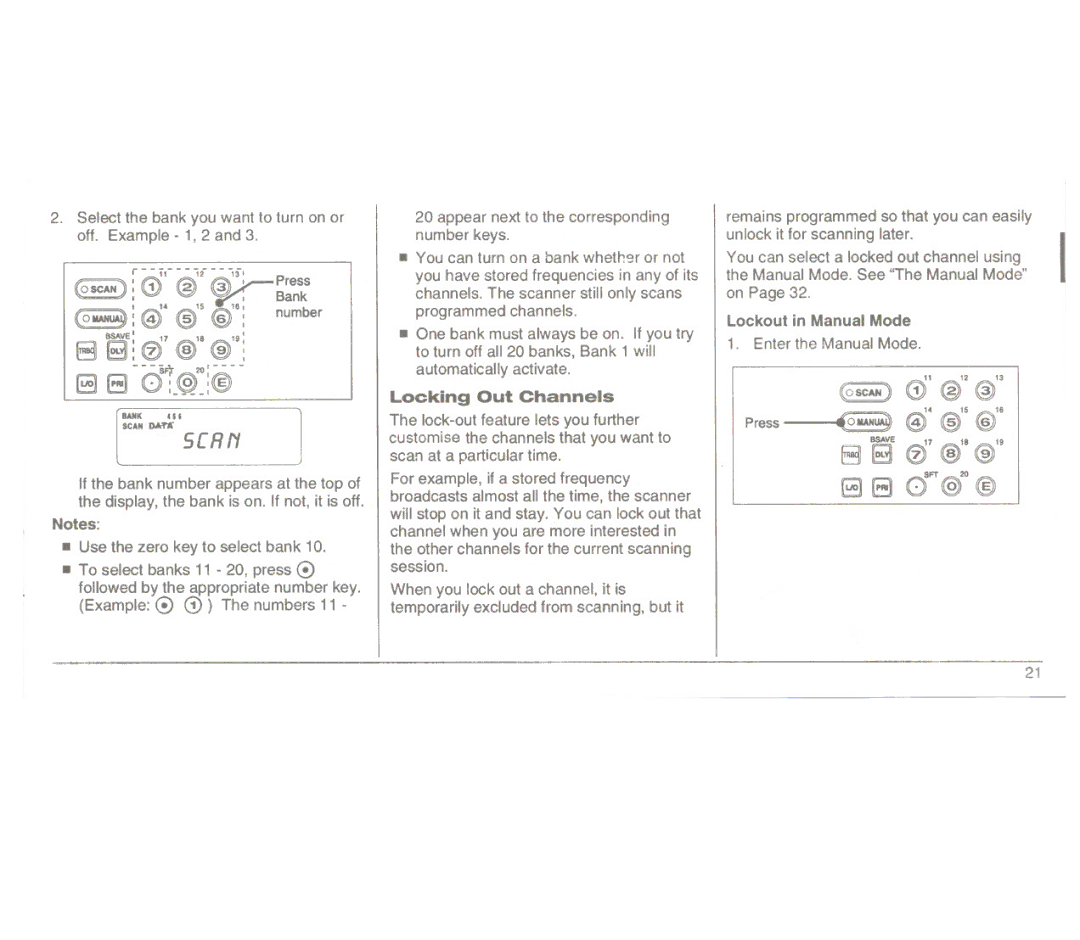 Uniden UBC3000XLT manual D.@2O@, Locking Out Channels 