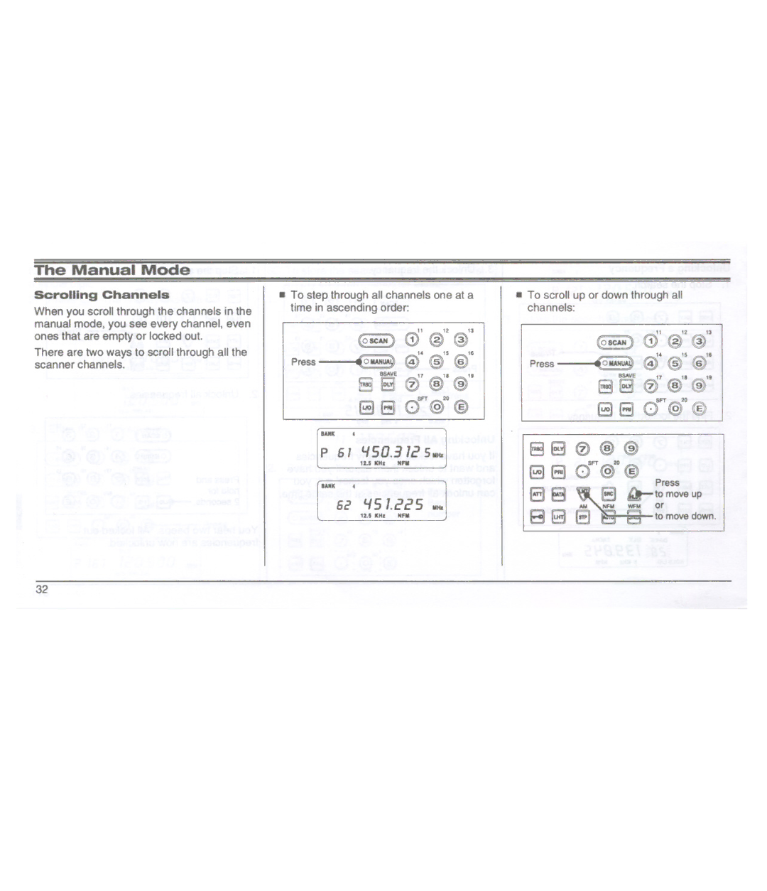 Uniden UBC3000XLT manual 380@@, Manual Mode, Scrolling Channels, 61 -150.312 511Hz 