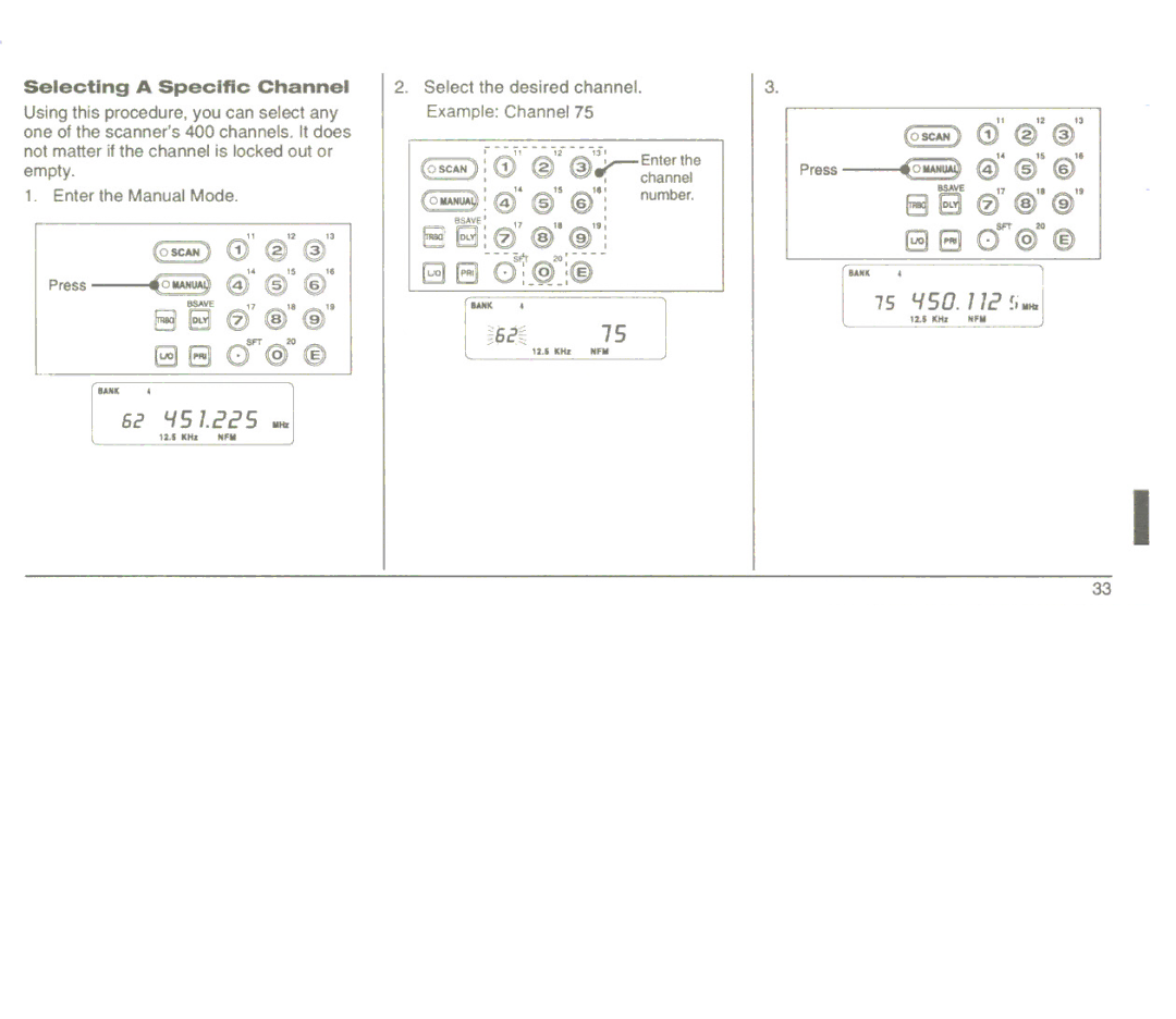Uniden UBC3000XLT manual 88J0@@, @ @er, Selecting a Specific Channel 