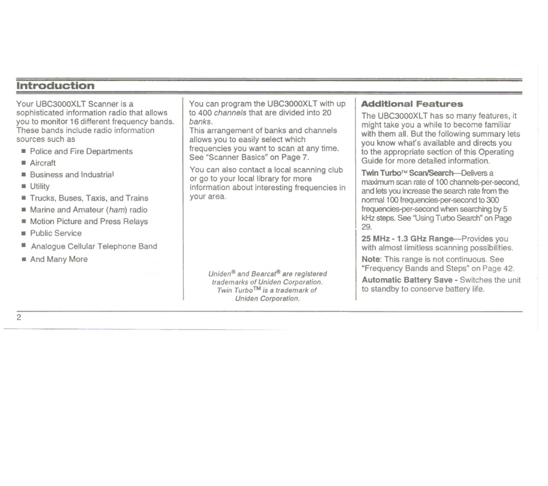 Uniden UBC3000XLT manual Introduction, Utility 