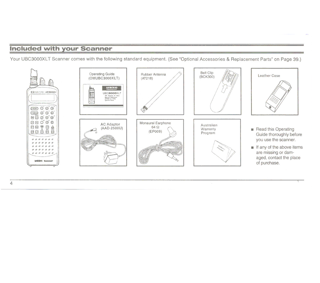 Uniden UBC3000XLT manual Included with your Scanner, 88888 