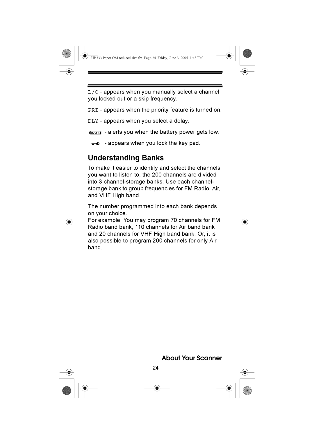 Uniden UBC30XLT manual Understanding Banks 