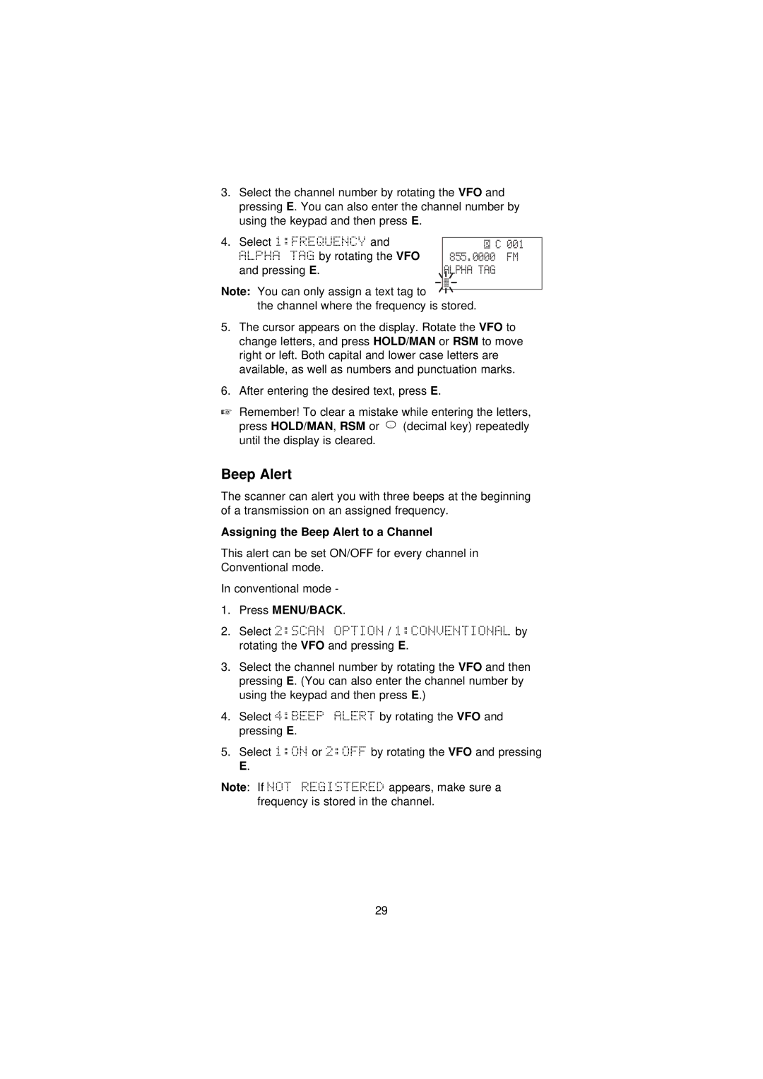 Uniden UBC3300XLT manual 855.0000, Assigning the Beep Alert to a Channel 