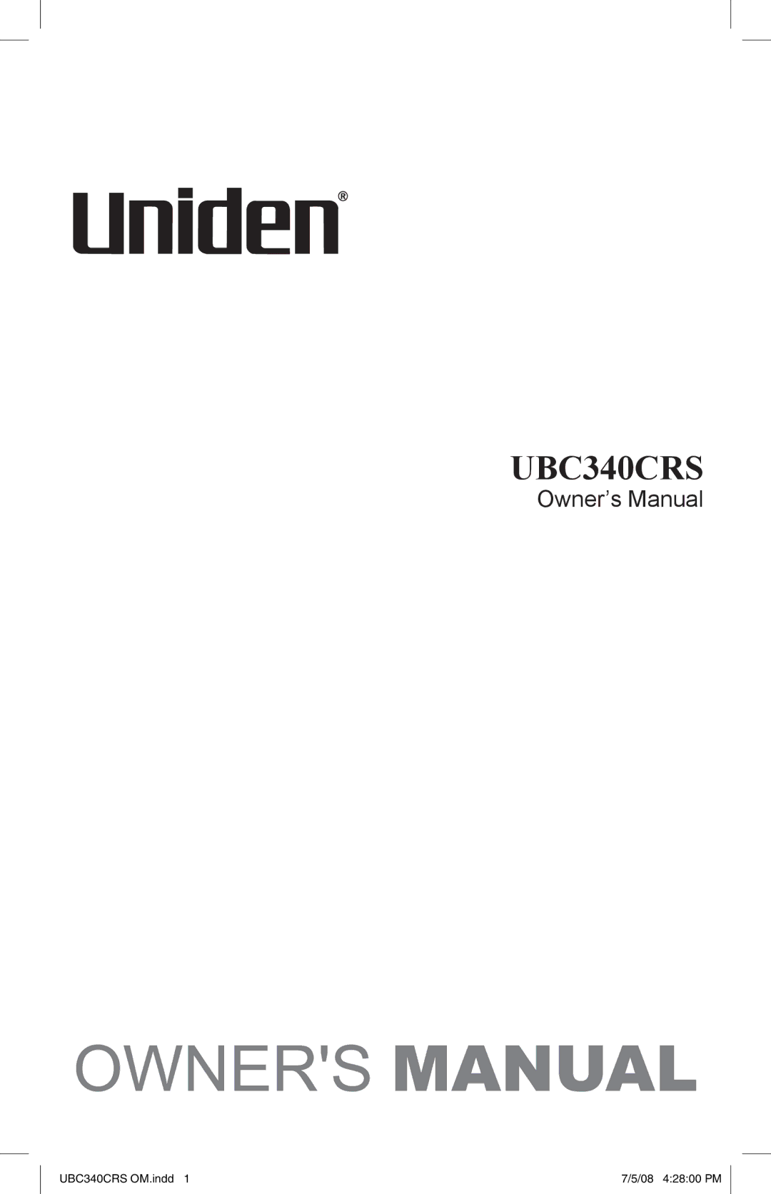 Uniden UBC340CRS owner manual 