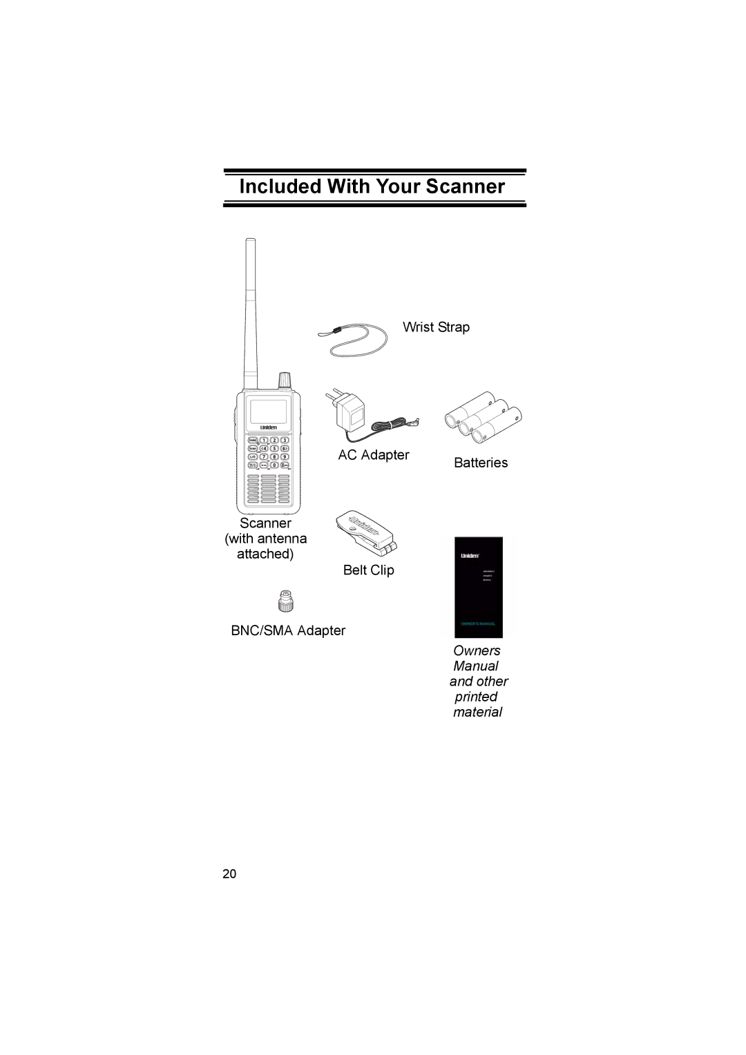 Uniden UBC3500XLT owner manual Included With Your Scanner 