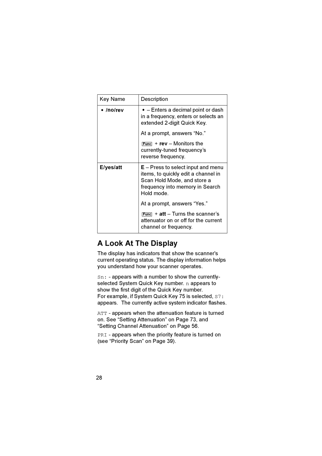 Uniden UBC3500XLT owner manual Look At The Display, No/rev 