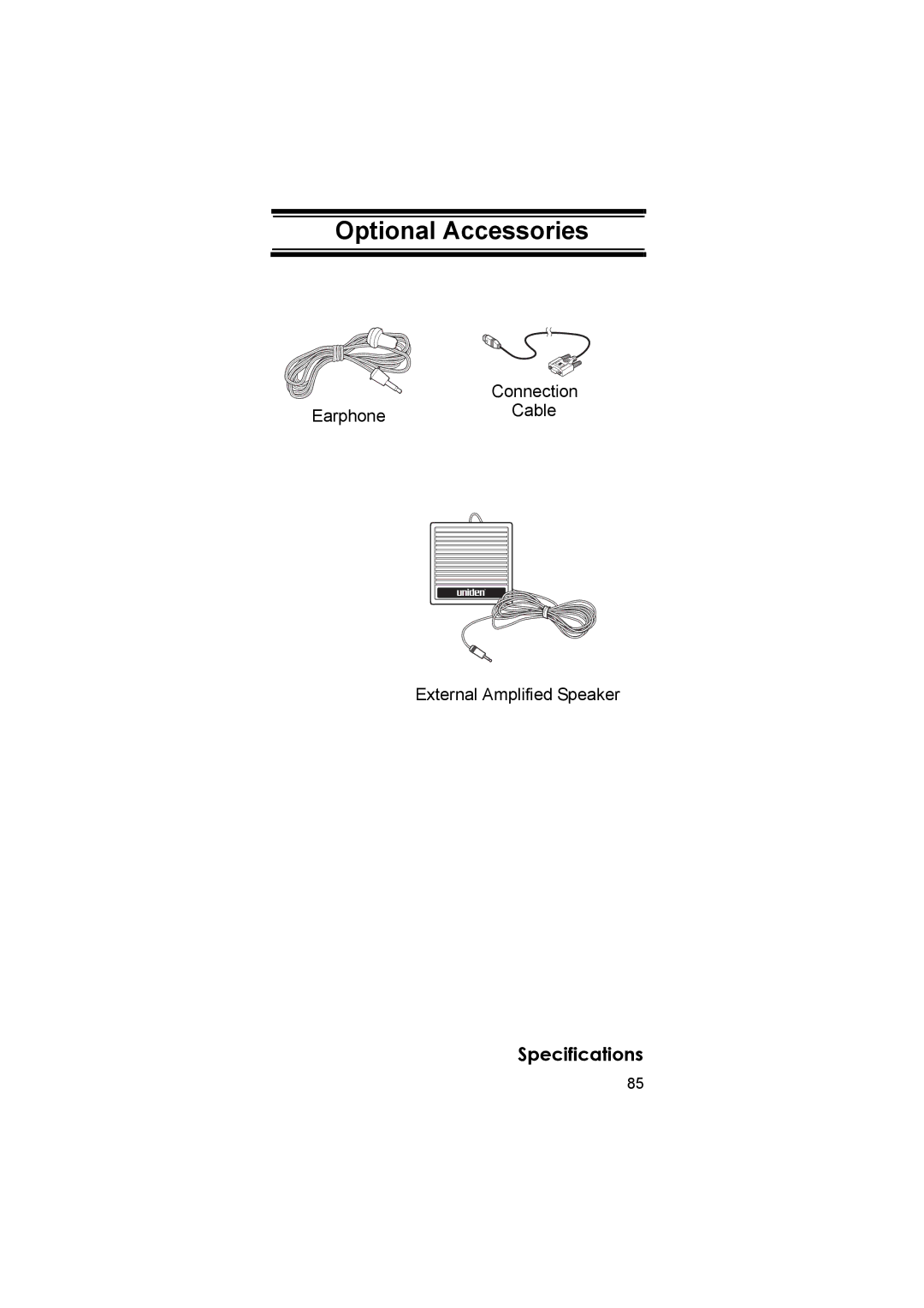 Uniden UBC3500XLT owner manual Optional Accessories 