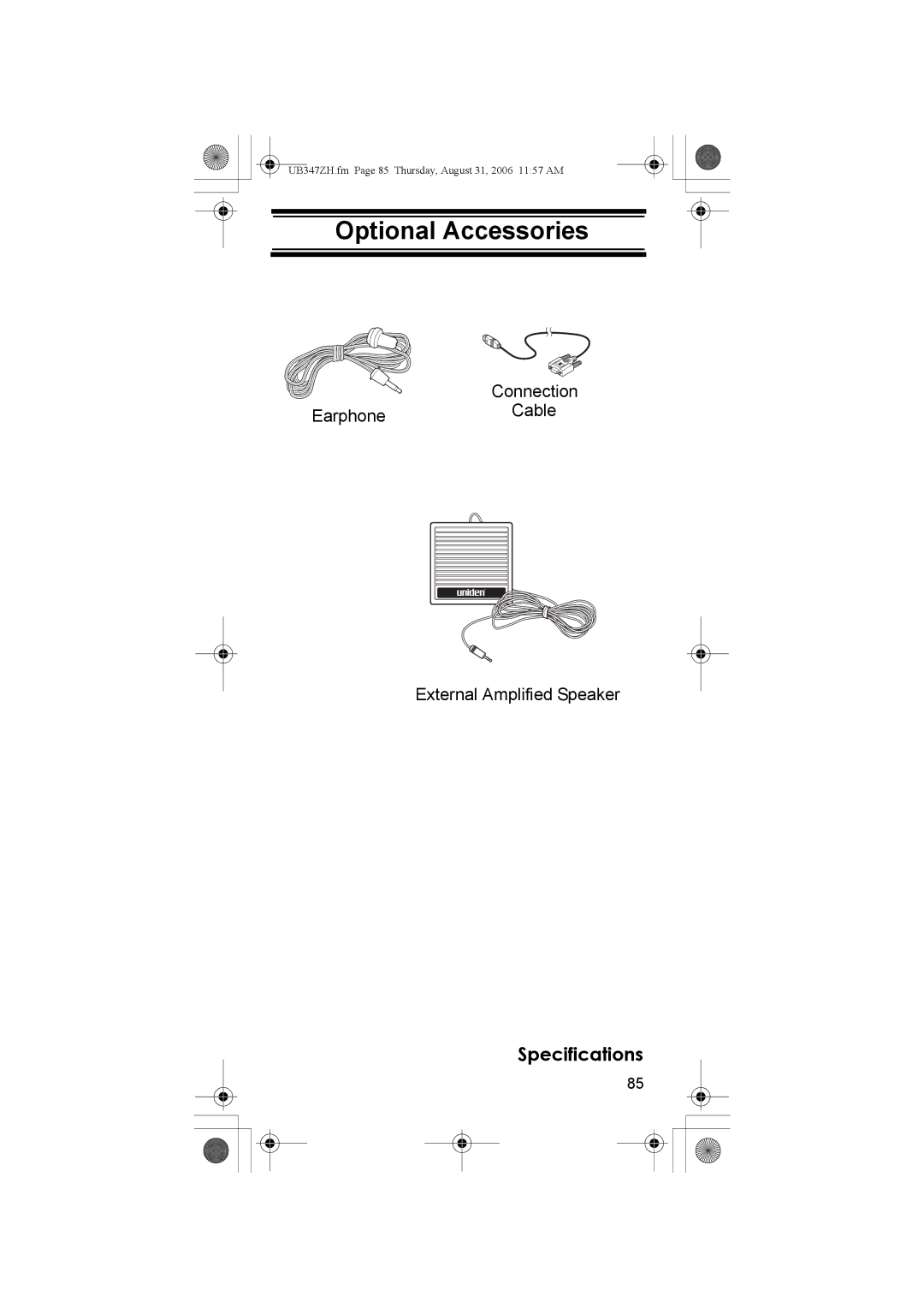 Uniden UBC3500XLT owner manual Optional Accessories 