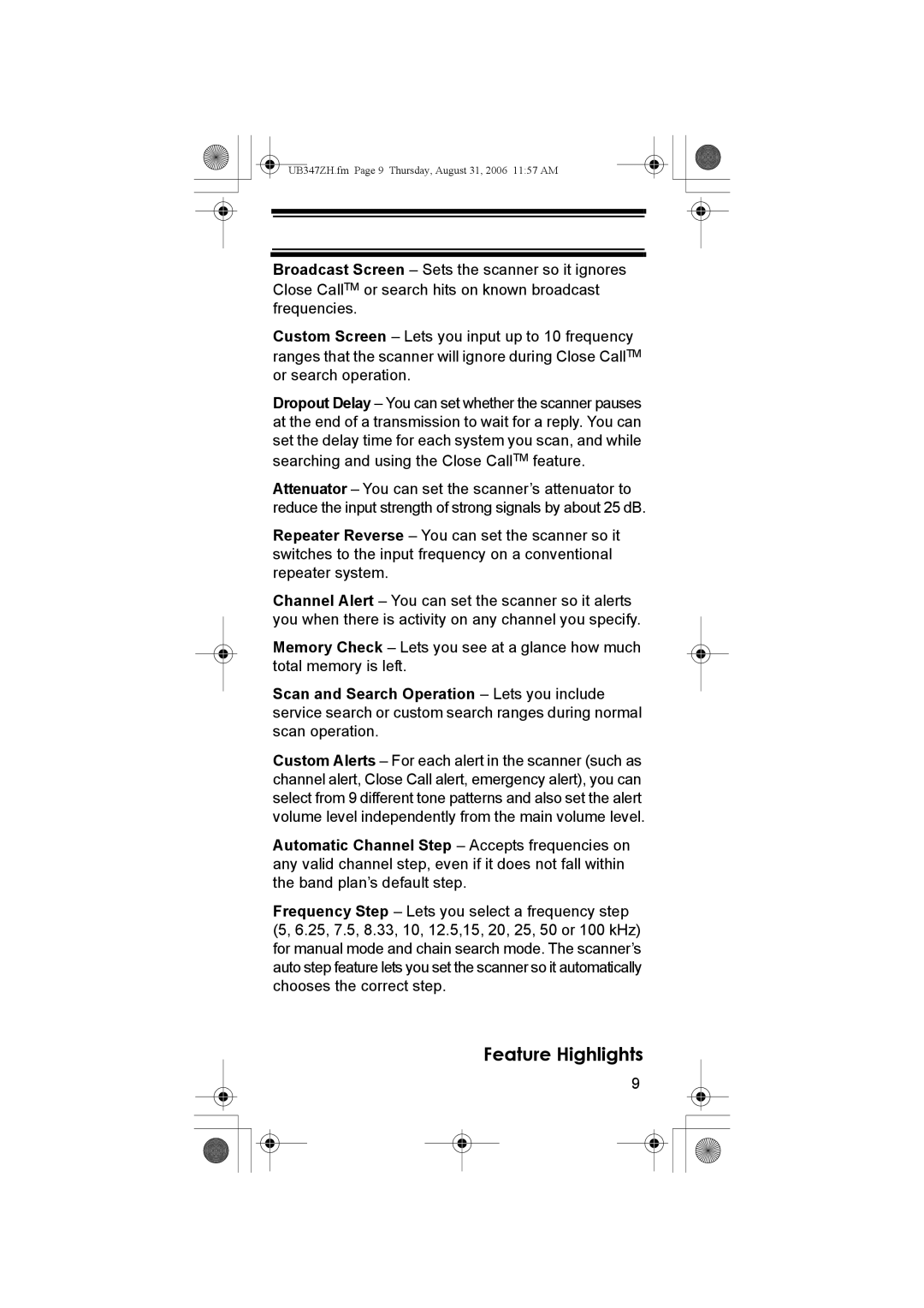 Uniden UBC3500XLT owner manual Feature Highlights 