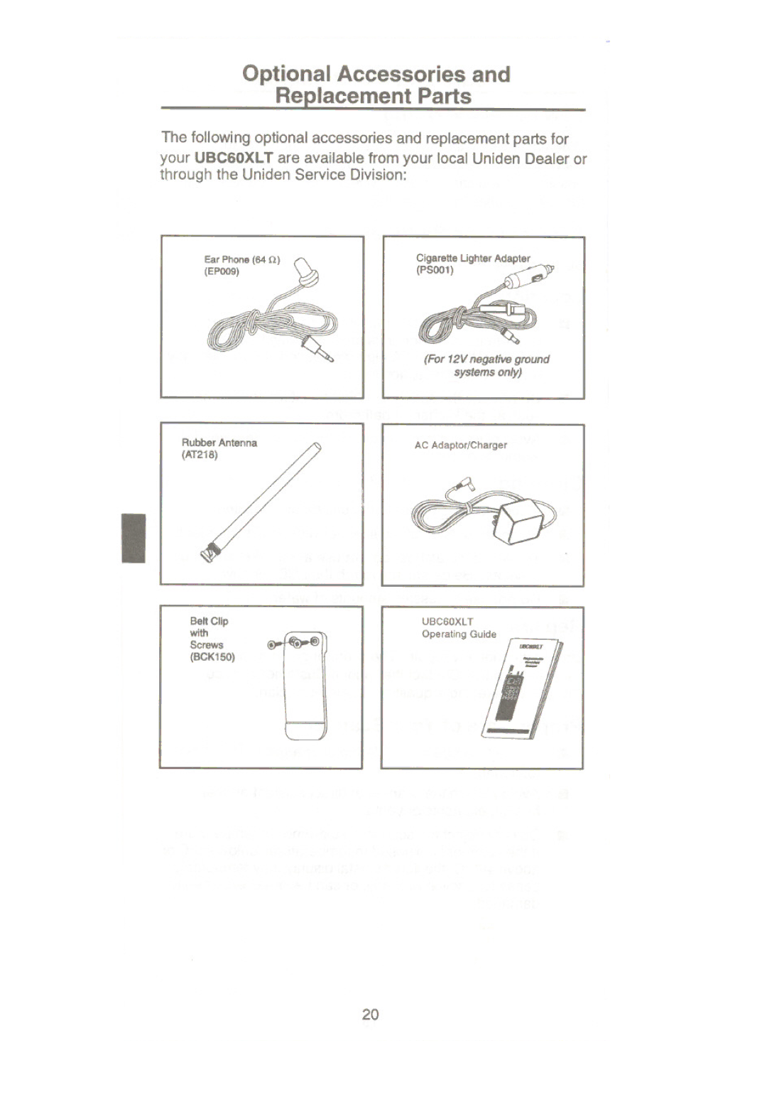 Uniden UBC60XLT manual =oY 