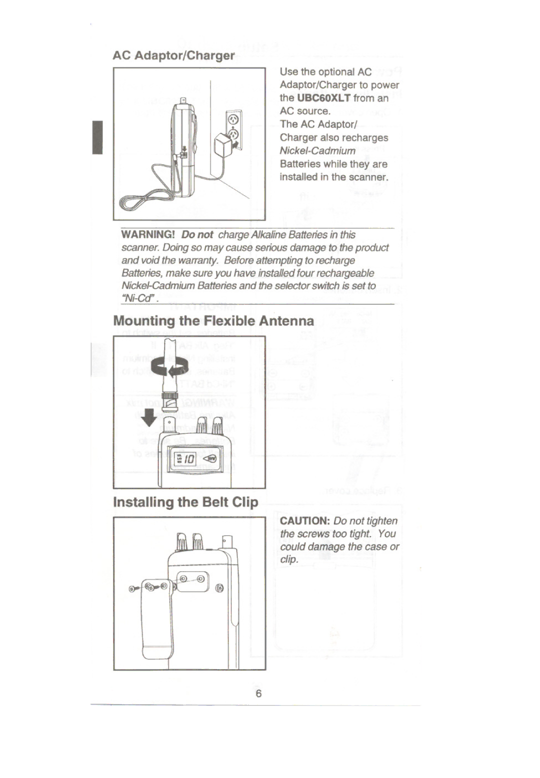 Uniden UBC60XLT manual Mounting the Flexible Antenna 