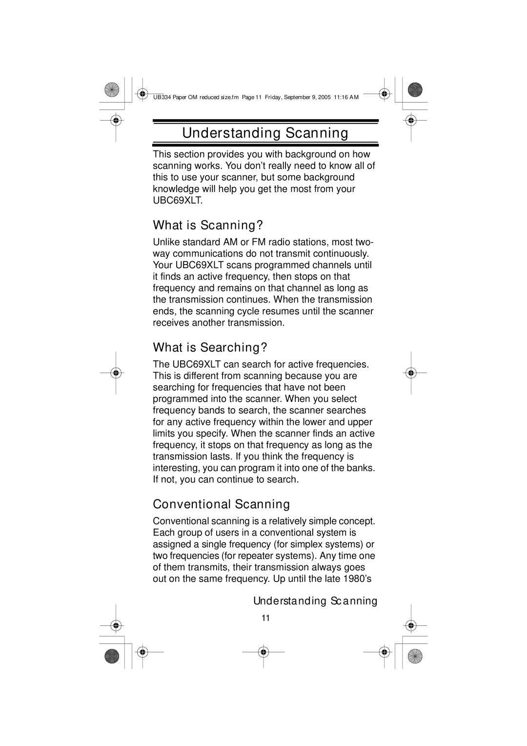 Uniden UBC69XLT manual Understanding Scanning, What is Scanning?, What is Searching?, Conventional Scanning 