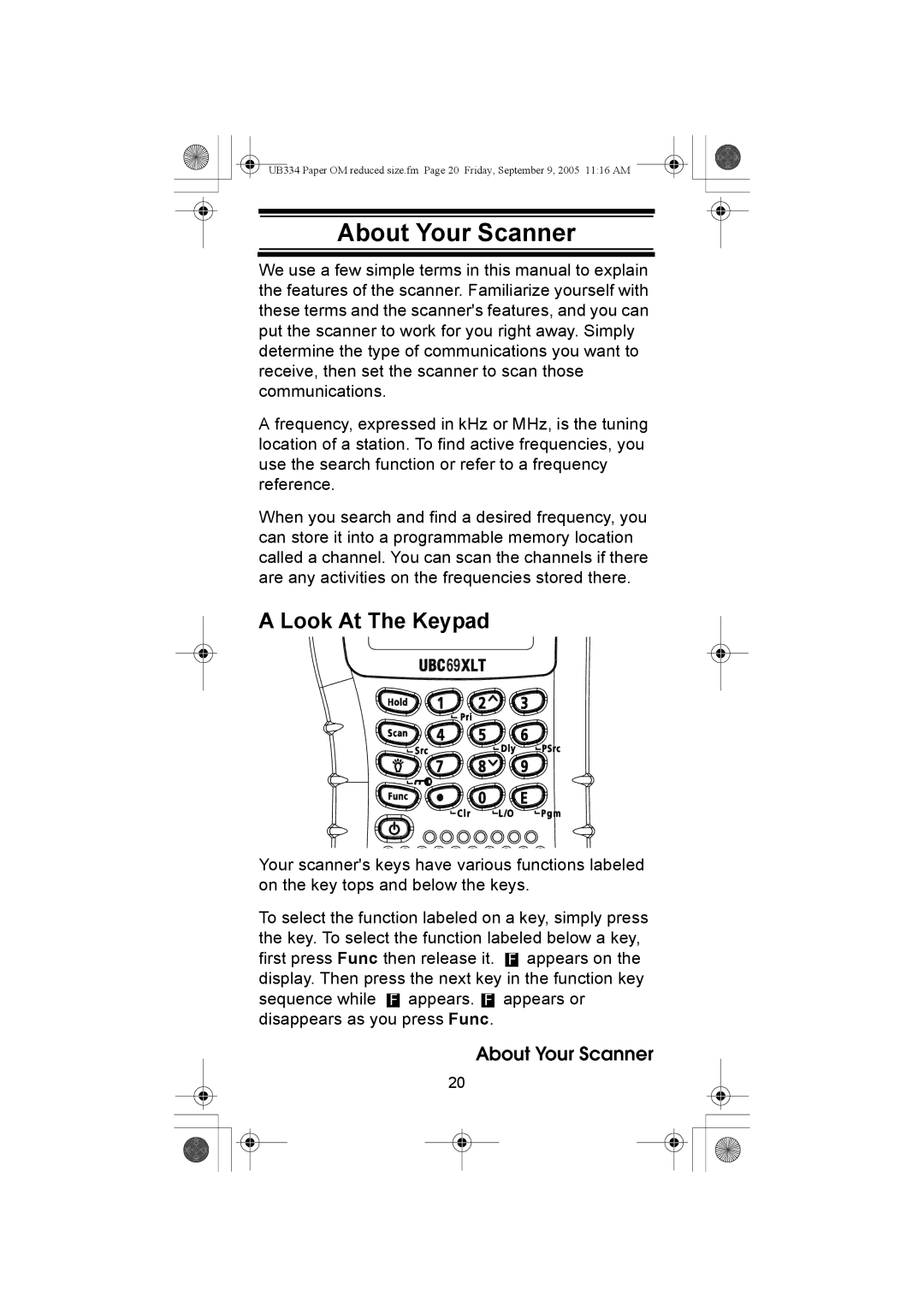 Uniden UBC69XLT manual About Your Scanner, Look At The Keypad 