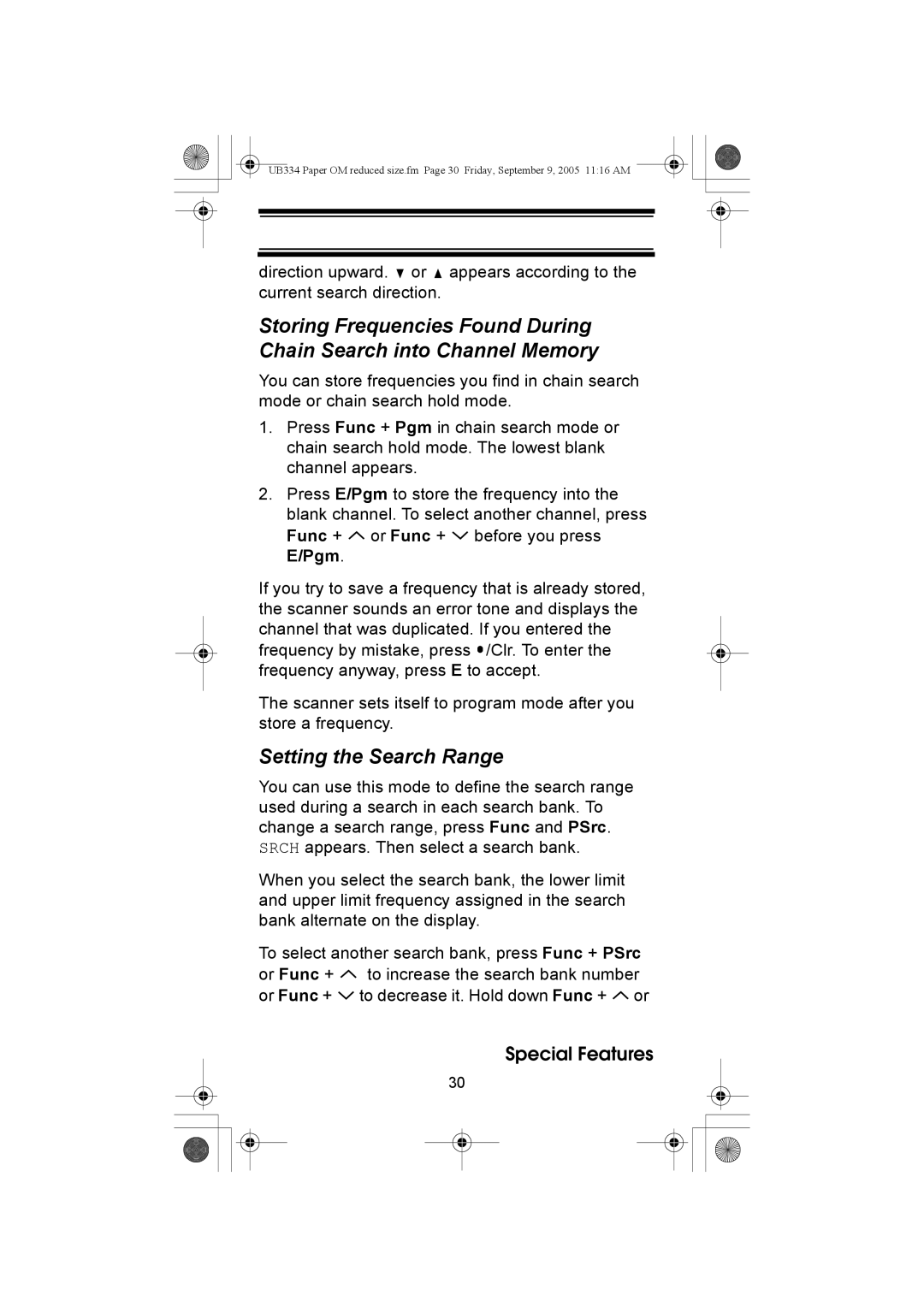 Uniden UBC69XLT manual Setting the Search Range 