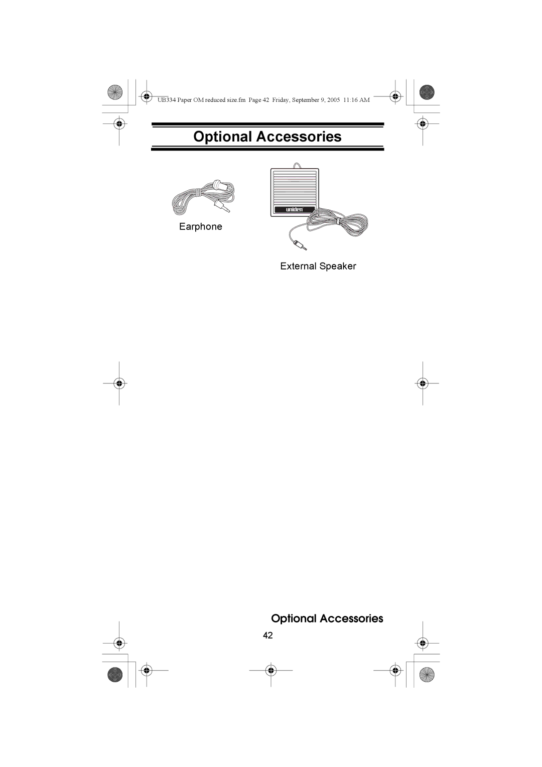 Uniden UBC69XLT manual Optional Accessories 