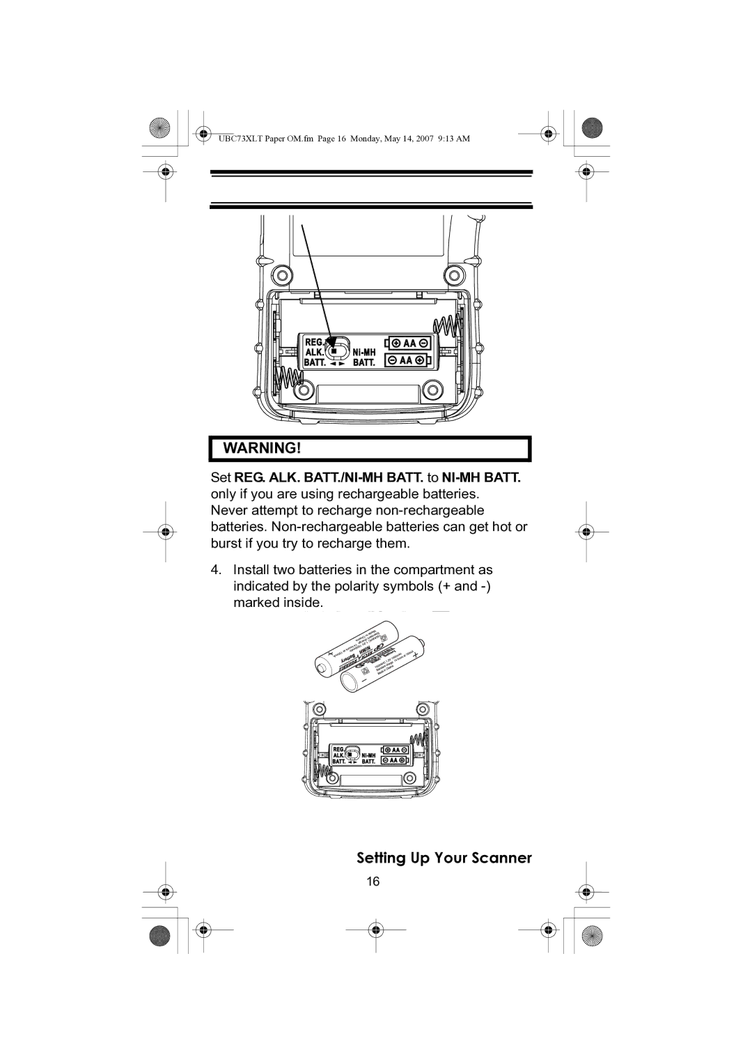 Uniden owner manual UBC73XLT Paper OM.fm Page 16 Monday, May 14, 2007 913 AM 