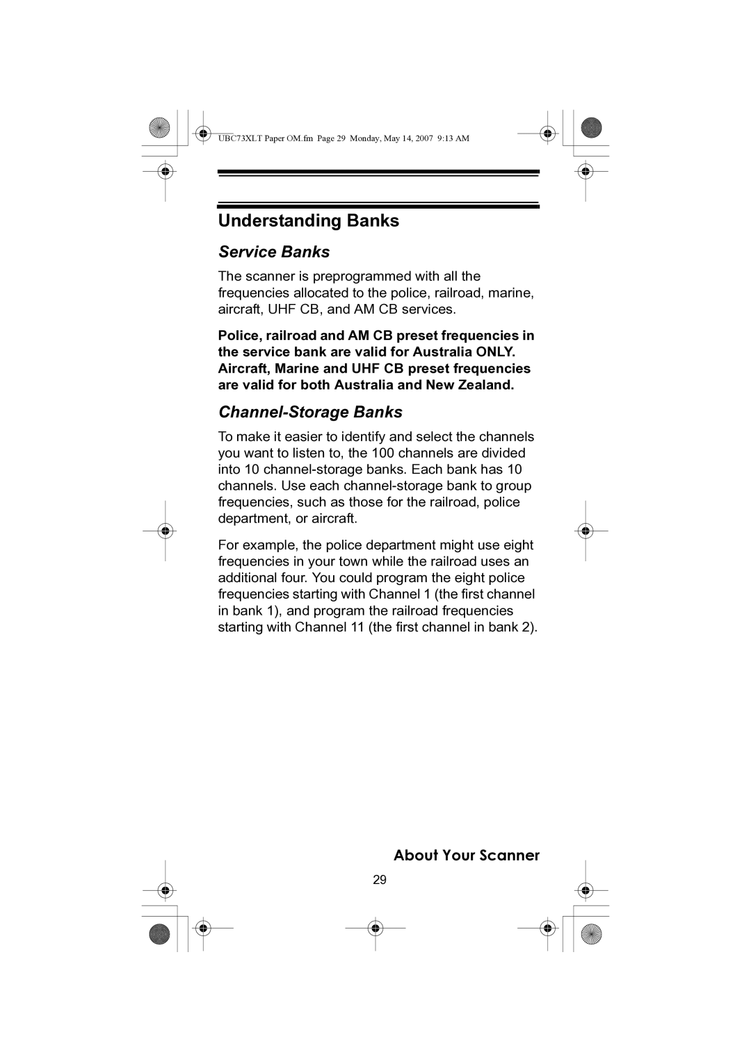 Uniden UBC73XLT owner manual Understanding Banks, Service Banks, Channel-Storage Banks 