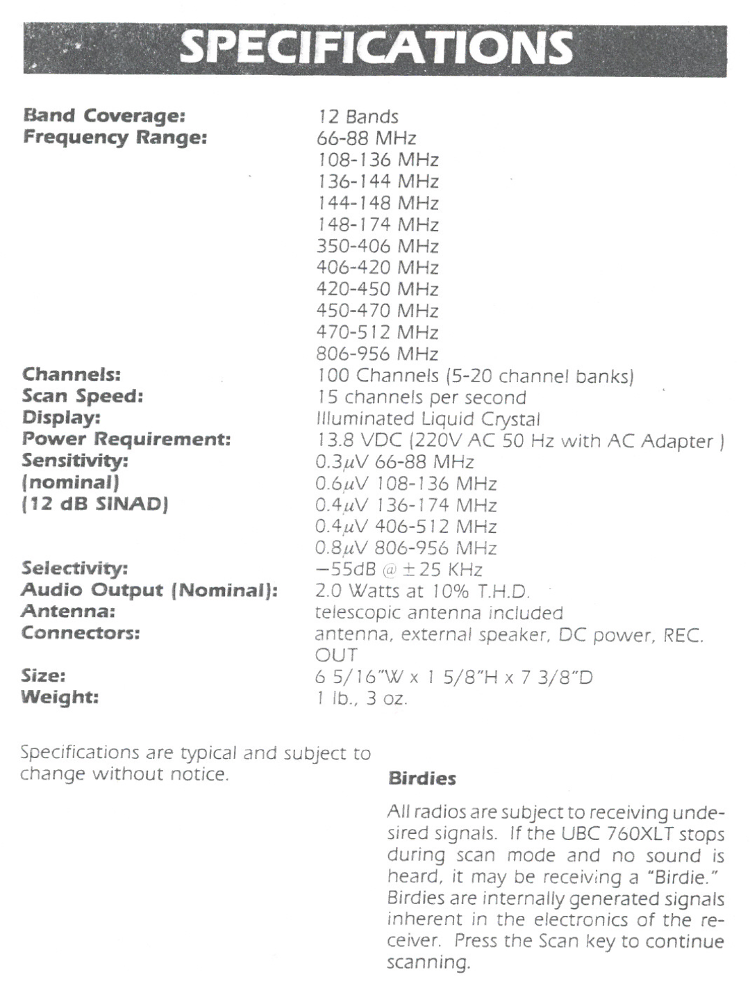 Uniden UBC760XLT manual Sf! Ee1 