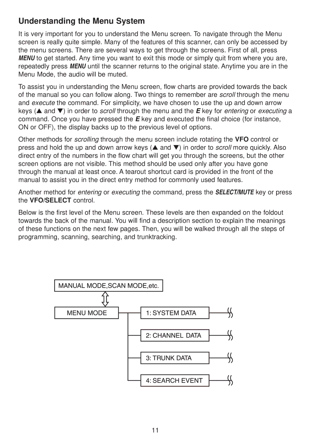 Uniden UBC780XLT manual Understanding the Menu System 