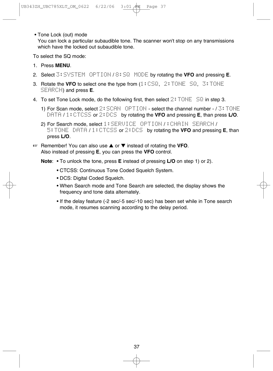 Uniden UBC785XLT manual For Search mode, select 1SERVICE Option / Chain Search 