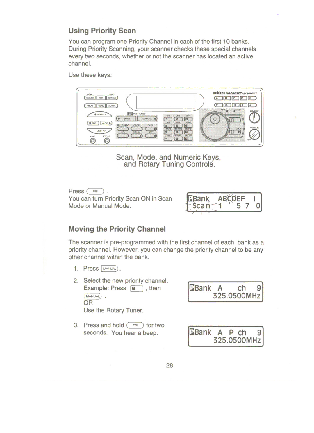 Uniden UBC9000XLT manual Sean-1, ~Bank a P ch, ~Bank a ch 