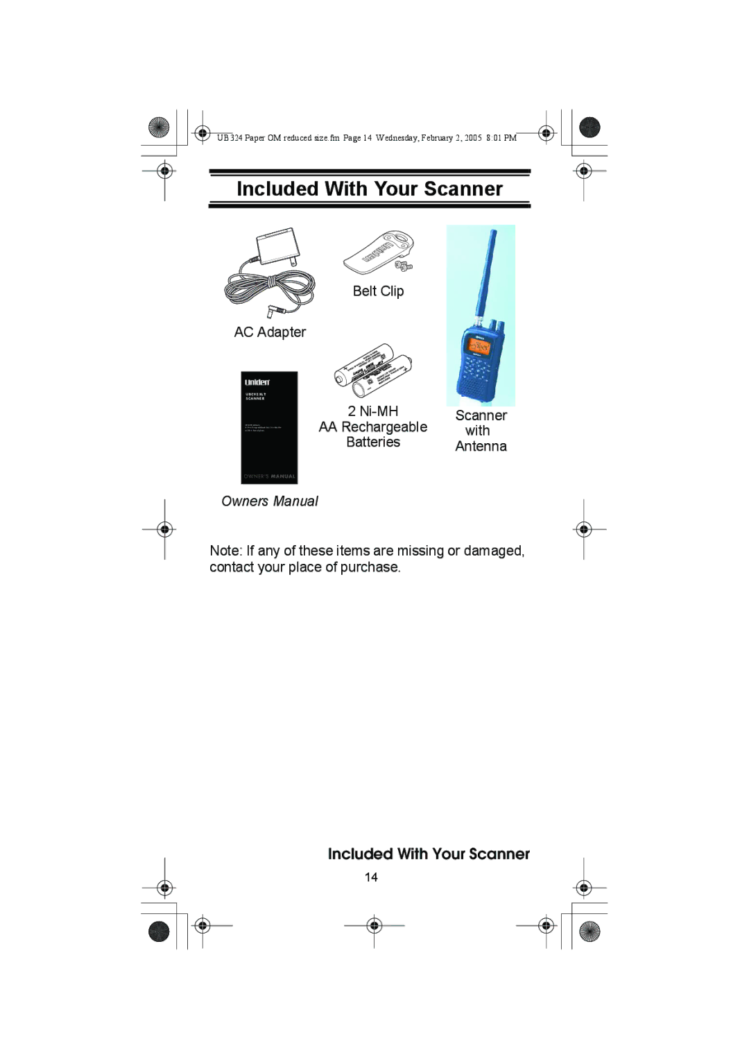 Uniden UBC92XLT manual Included With Your Scanner 