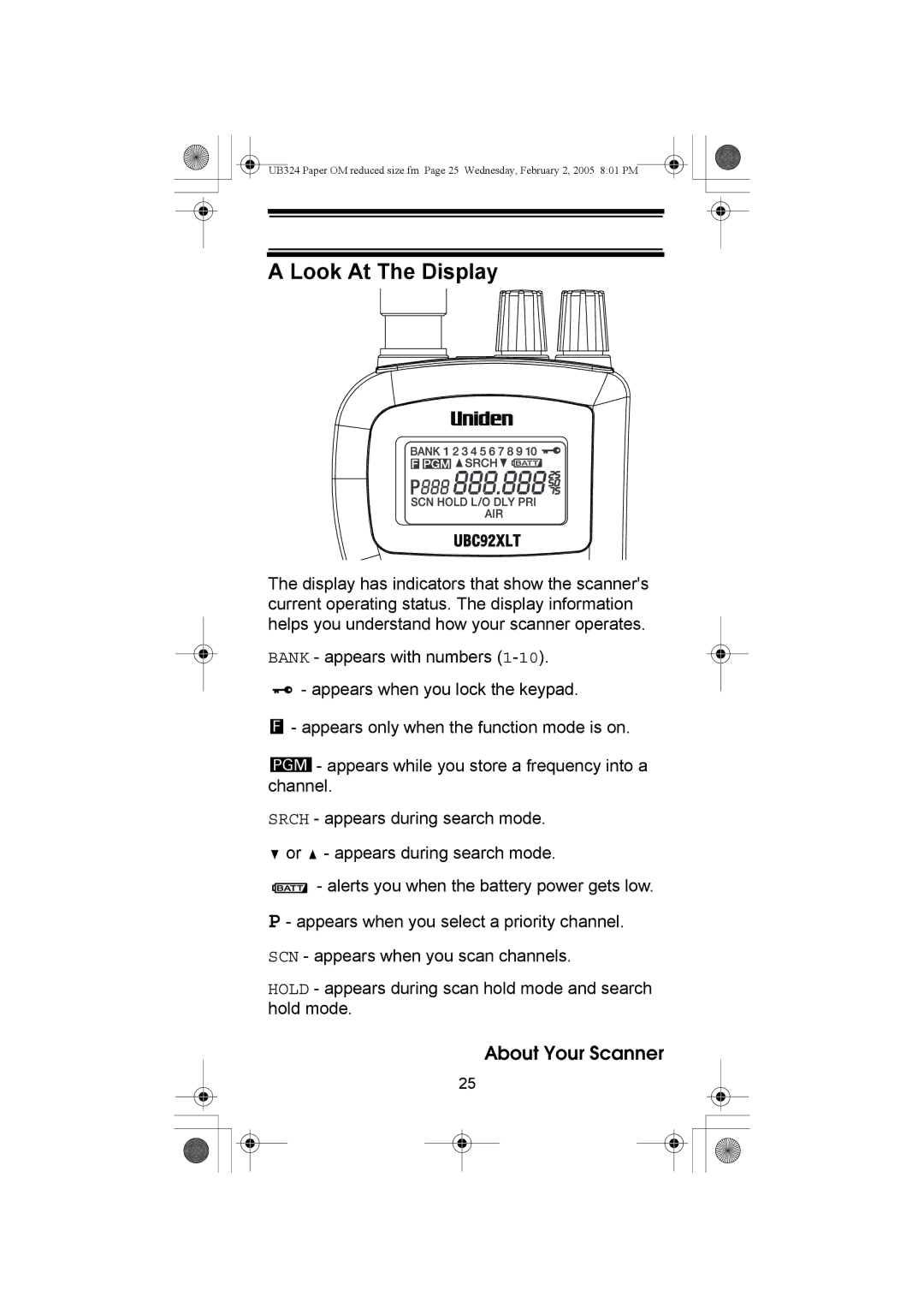 Uniden UBC92XLT manual Look At The Display 