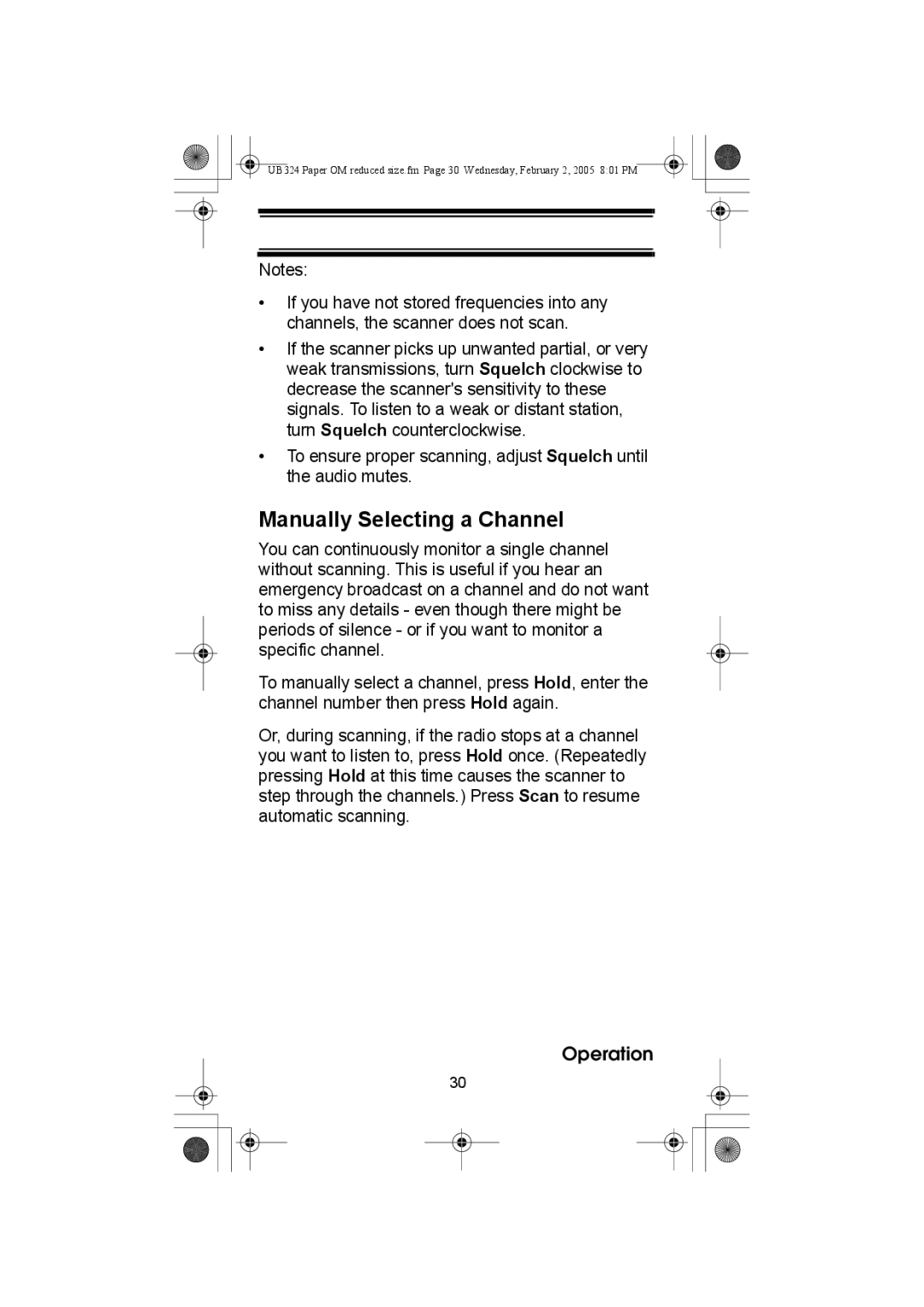 Uniden UBC92XLT manual Manually Selecting a Channel 