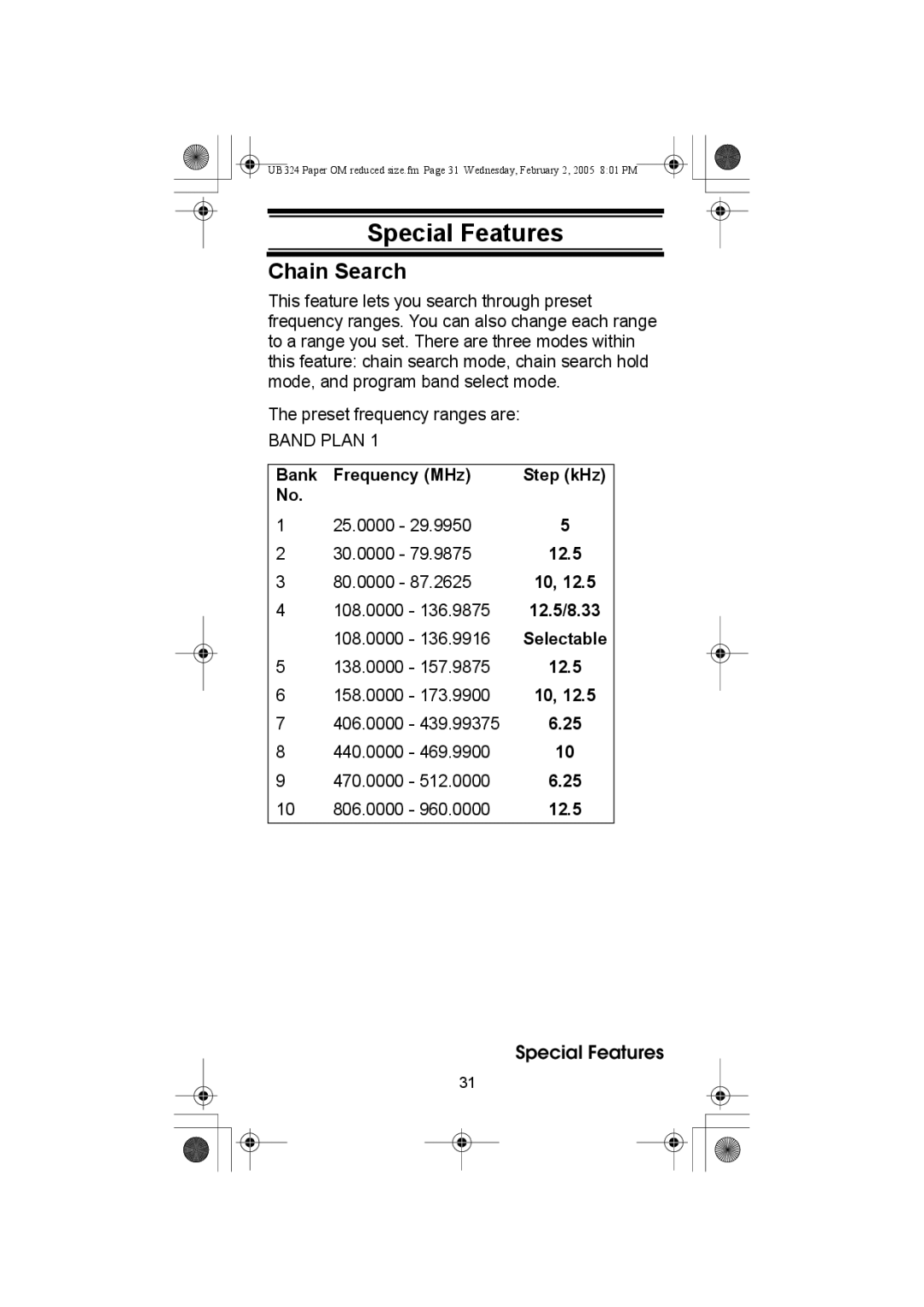 Uniden UBC92XLT manual Special Features, Chain Search 