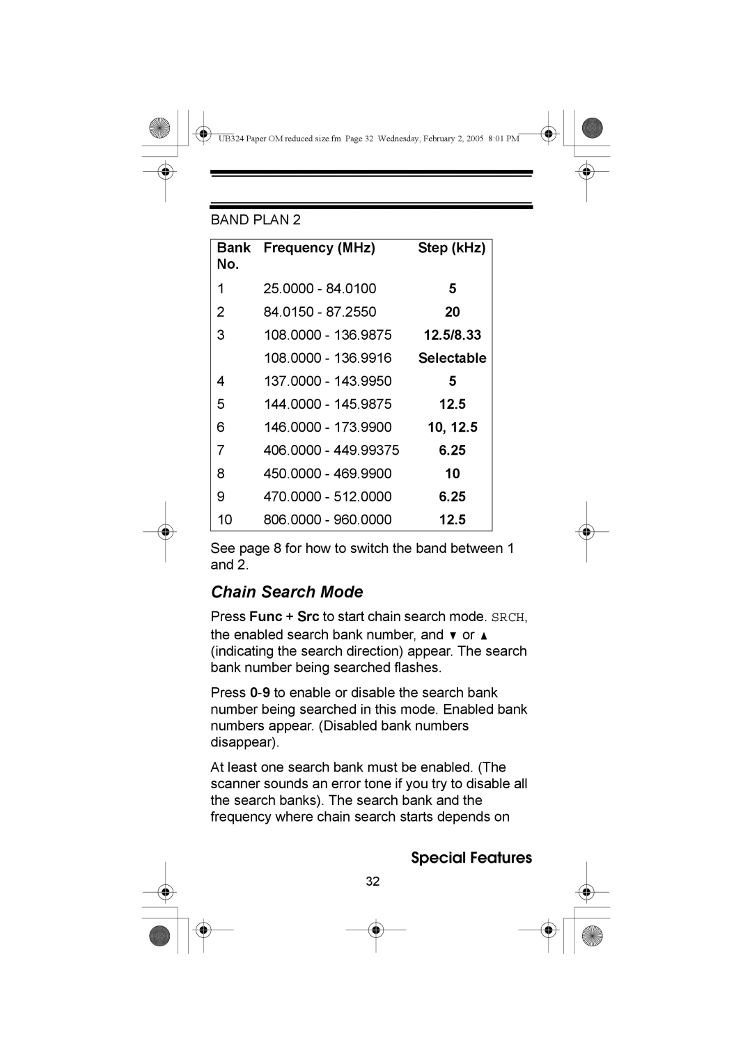 Uniden UBC92XLT manual Chain Search Mode 