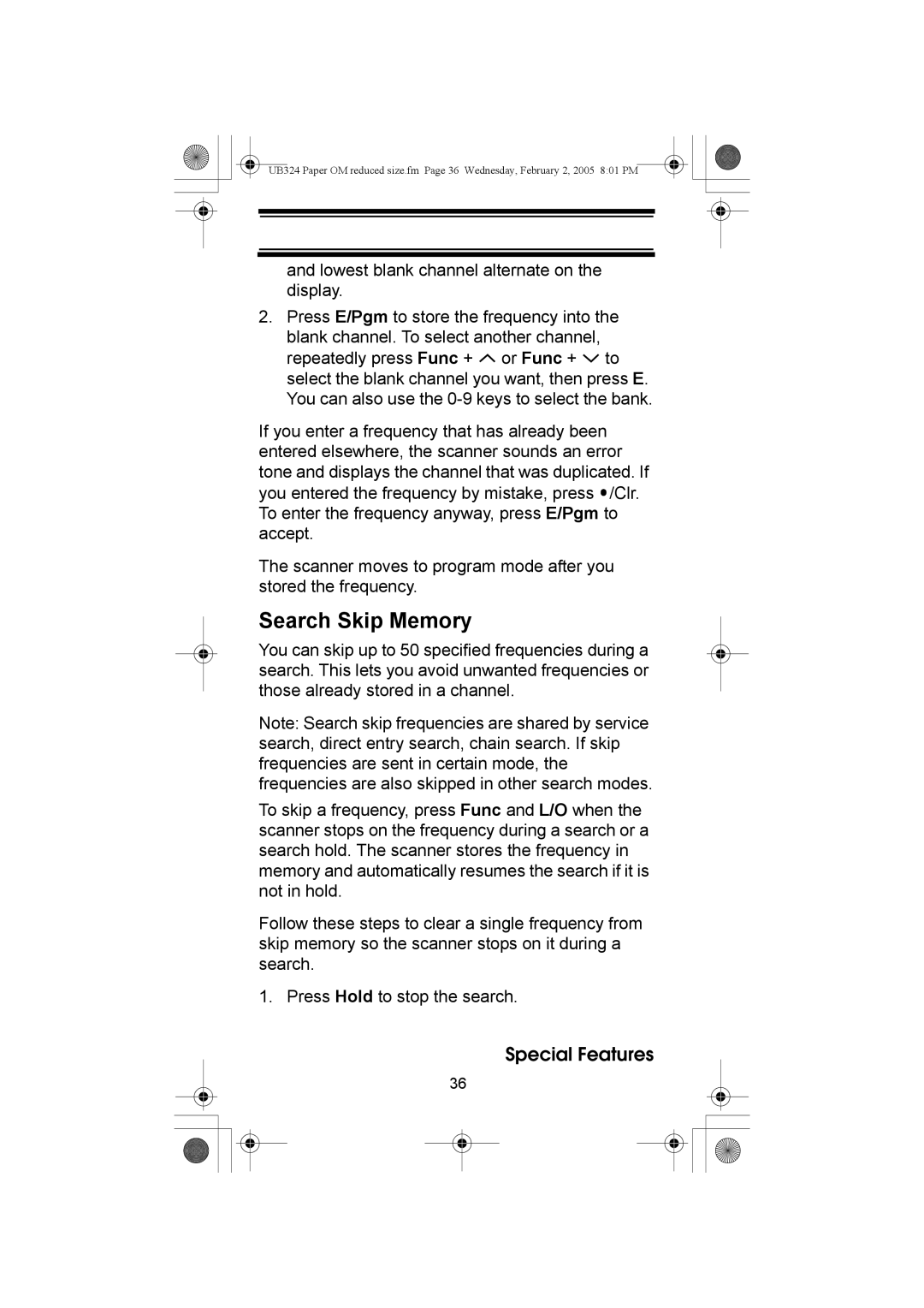 Uniden UBC92XLT manual Search Skip Memory 