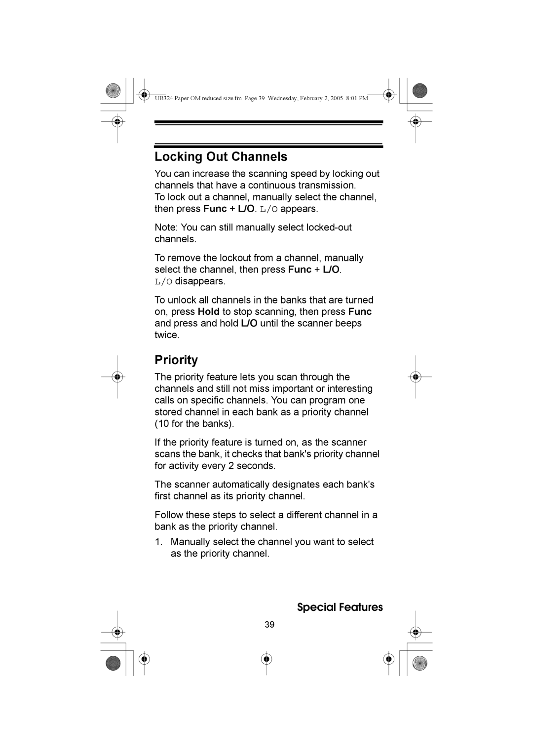 Uniden UBC92XLT manual Locking Out Channels, Priority 