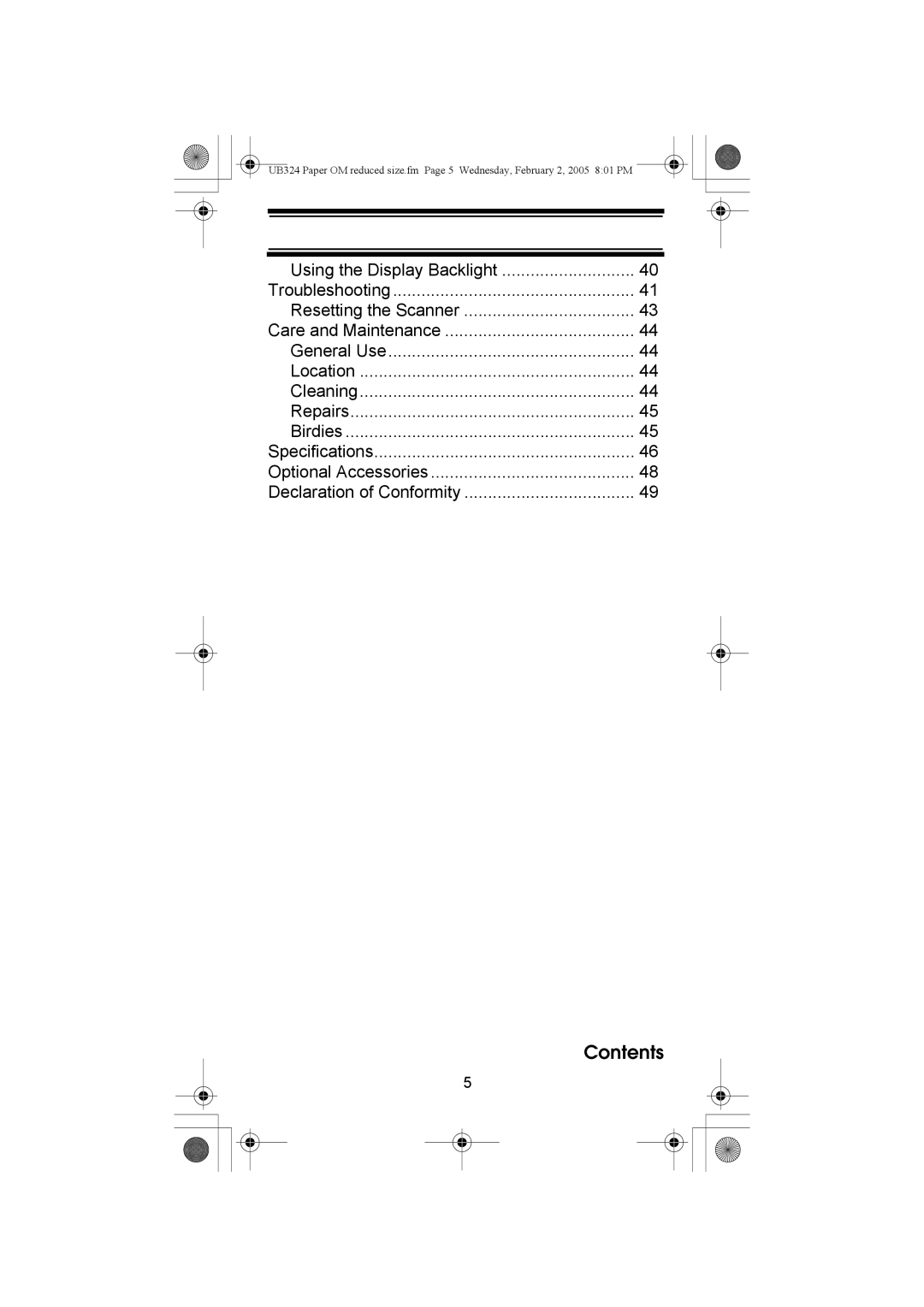 Uniden UBC92XLT manual Contents 