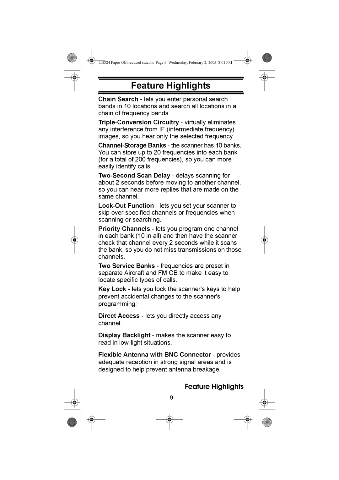 Uniden UBC92XLT manual Feature Highlights 