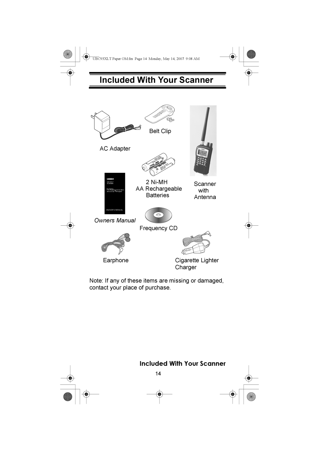 Uniden UBC93XLT manual Included With Your Scanner, Batteries Antenna 