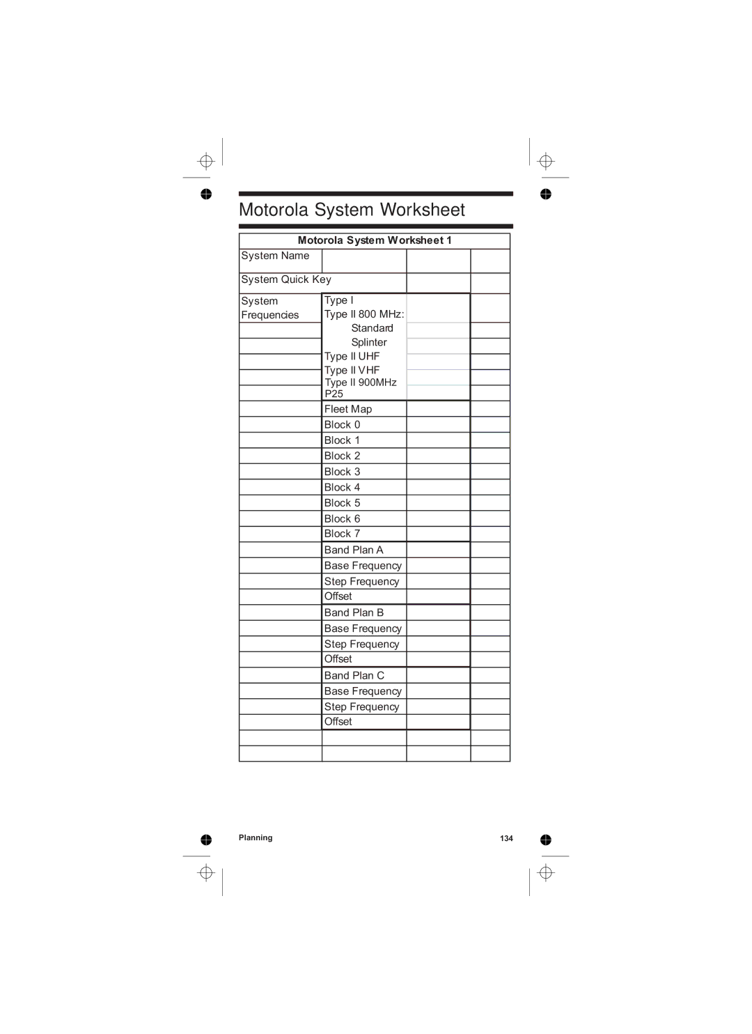 Uniden UBCD396T owner manual Motorola System Worksheet 