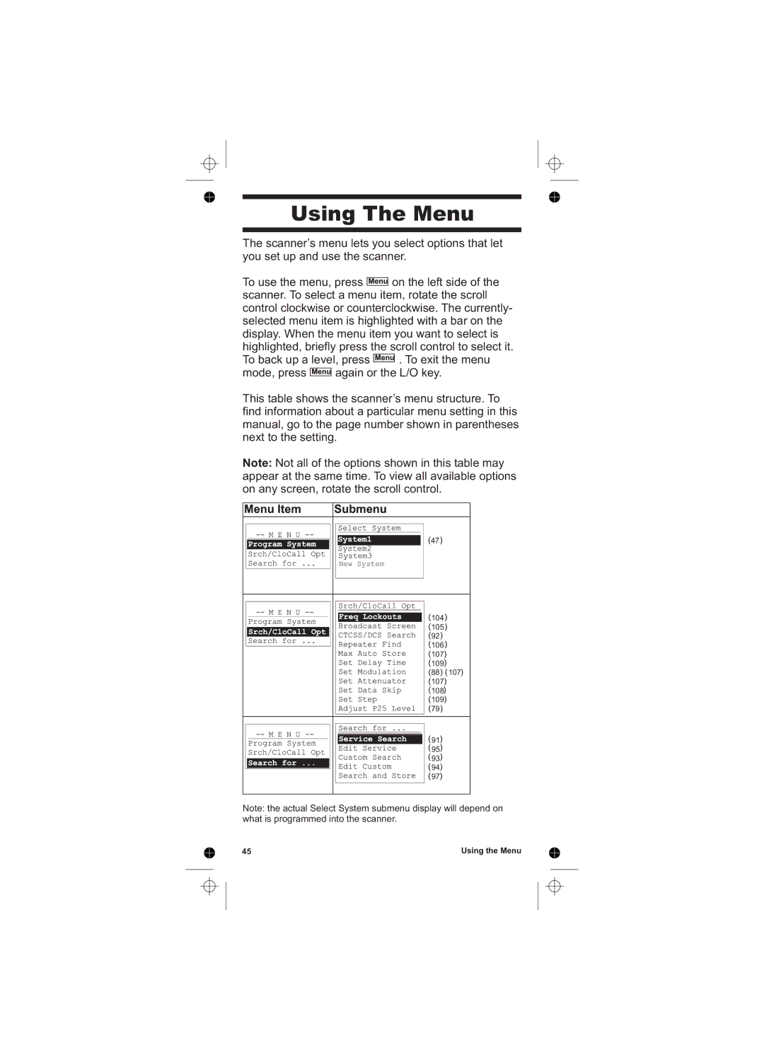 Uniden UBCD396T owner manual Using The Menu 